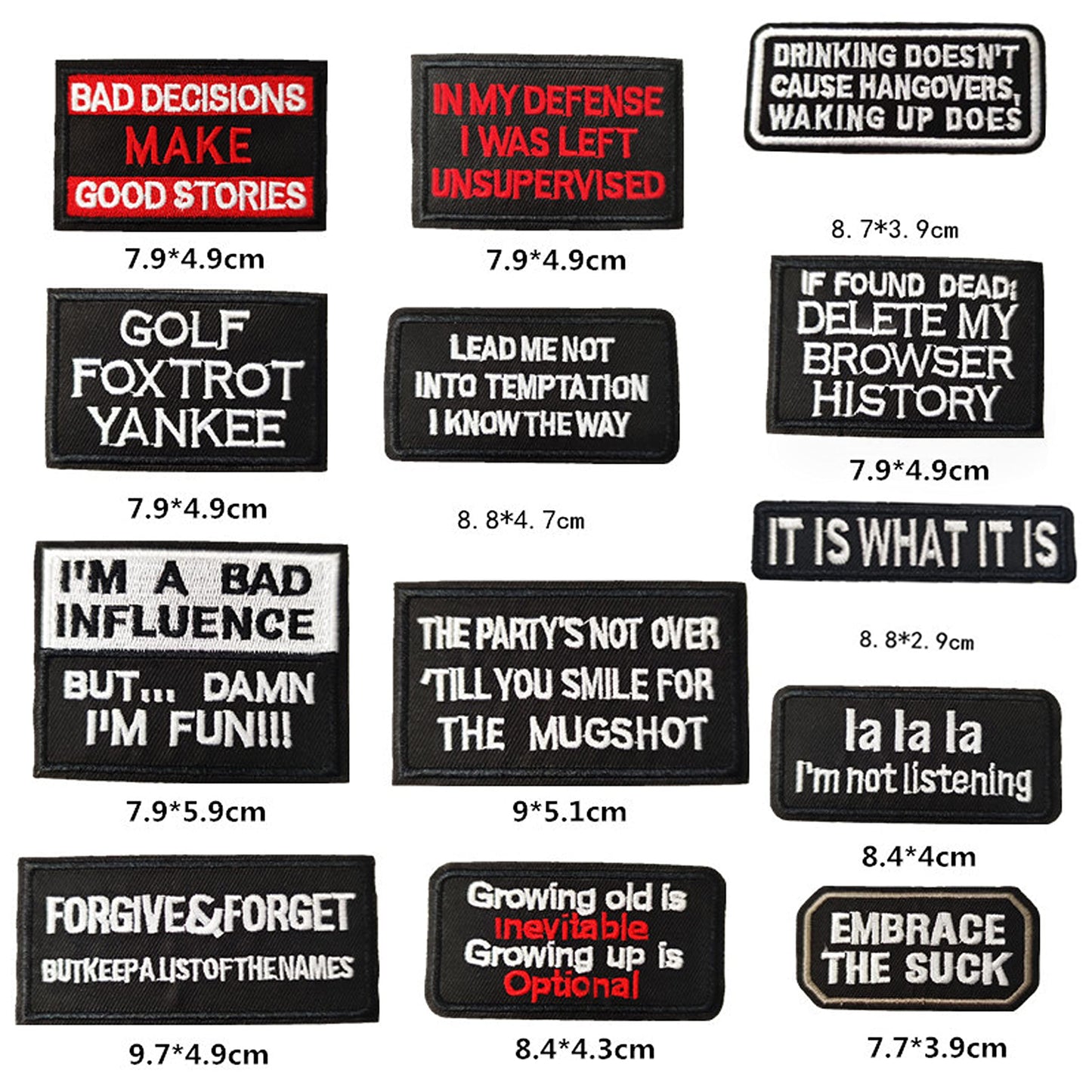 CDzyzh Iron On Patch,Funny Phrases Slogan Letter Sew on/Iron on Word Embroidered Patches for Motorcycle Biker Vest Jackets Backpacks Jeans Hat Clothing Bag Gear,Uniform 36pcs