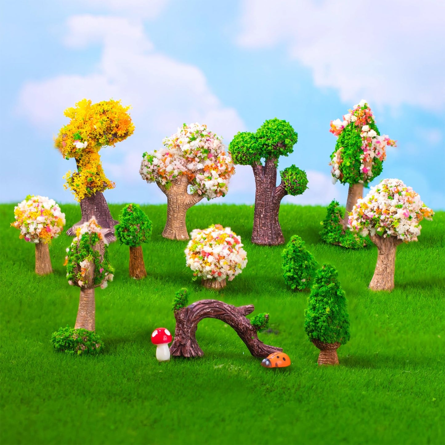 Woohome 66 PCS Miniatures Fairy Garden Accessories Outdoor, Mini Garden Kit, Micro Landscape Miniature Figurines for DIY Micro Landscape Ornaments