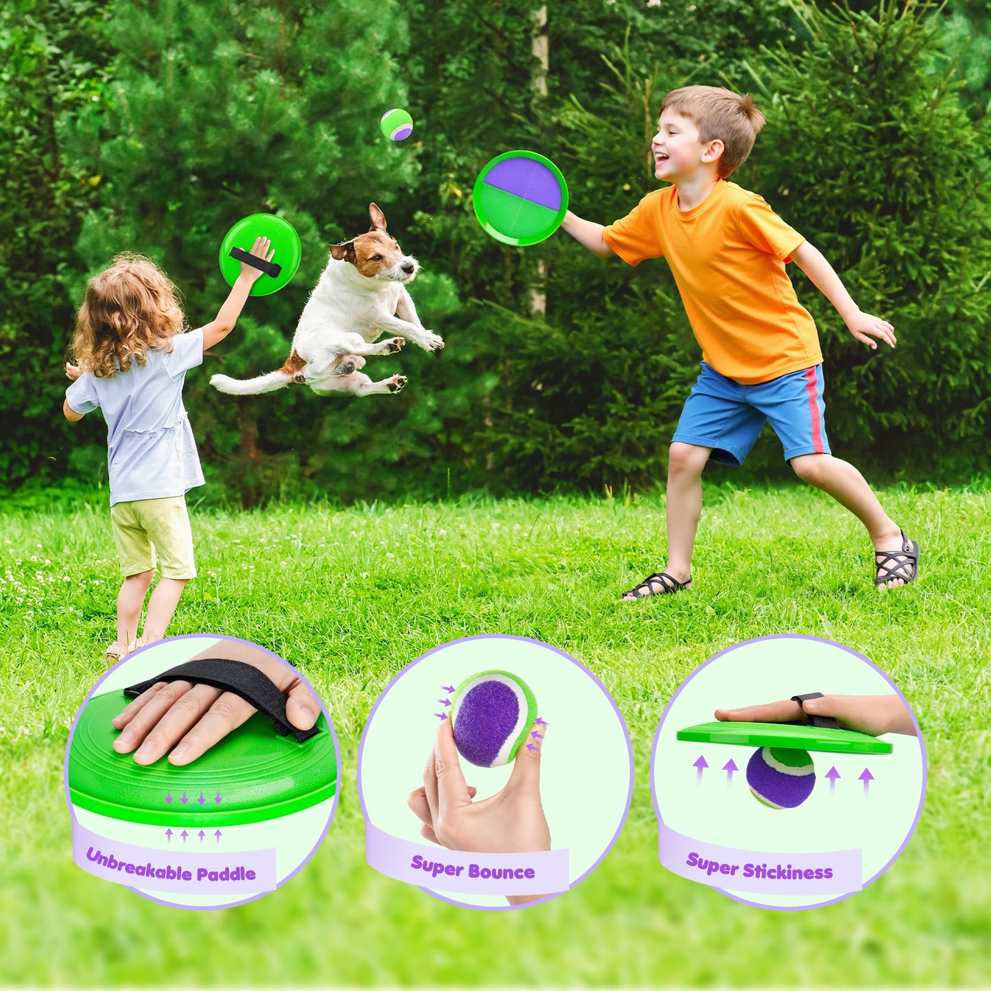 Toss and Catch Ball Set Upgraded - Beach Toys Outdoor Games Baseball Games - Sturdy & Water-Resistant Great for Pool Yard - Classic Gift for Toddlers Kids Boys Girls 3 4 5 6 7 8 9 10 11 12+ Years Old