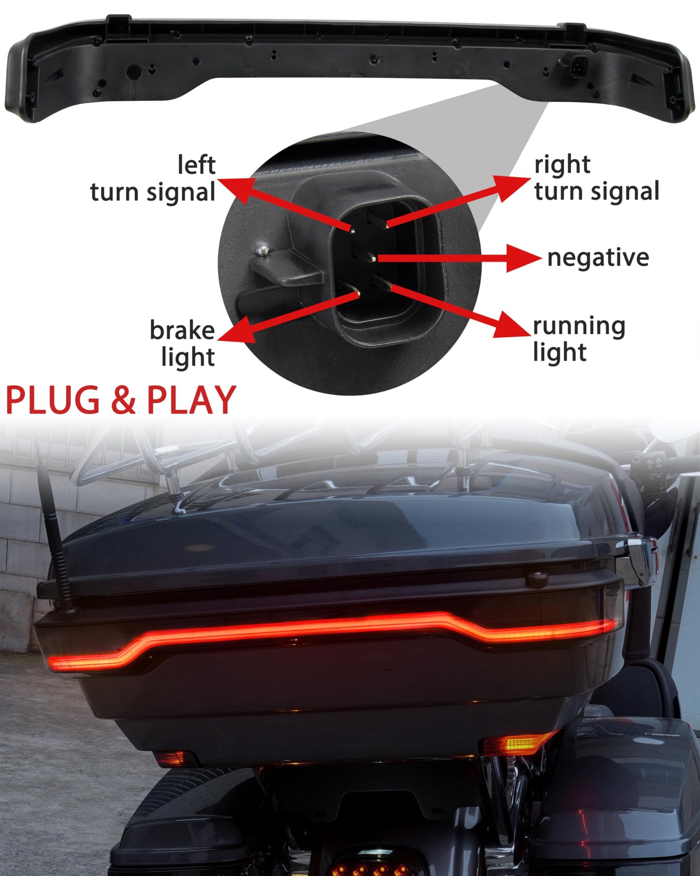 VEISUTOR Smoke King Tour Pack Pak LED Brake Turn Tail Lamp Kit for 2014-2022 Harley Touring Road Glide Street Glide Electra Glide Tail Light Accessories (Replace #67800368)
