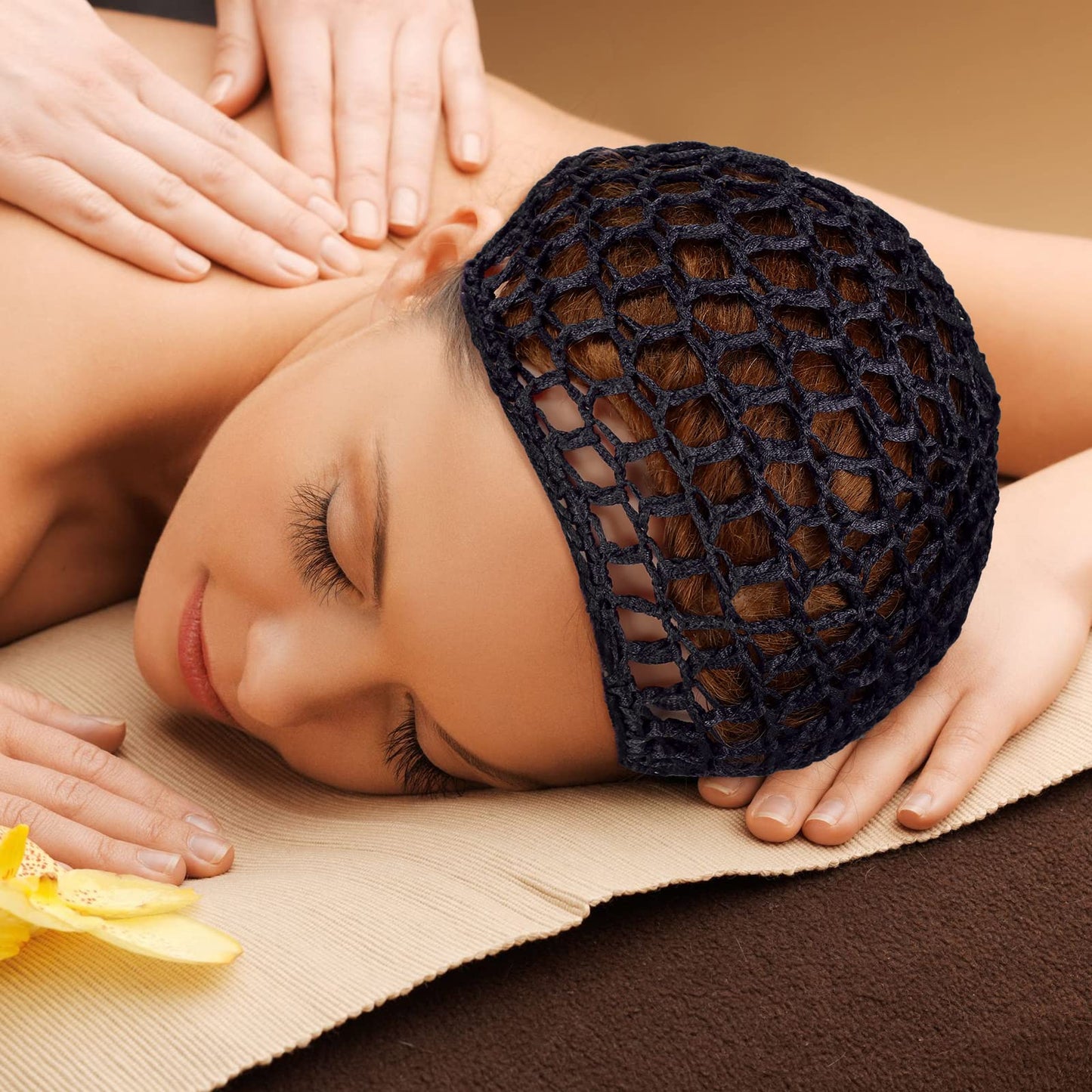 4 Pieces Mesh Crochet Hair Net Rayon Knit Snood Hat Thick Short Women Hairnet Snoods Cover Ornament for Sleeping (Black, Gray)