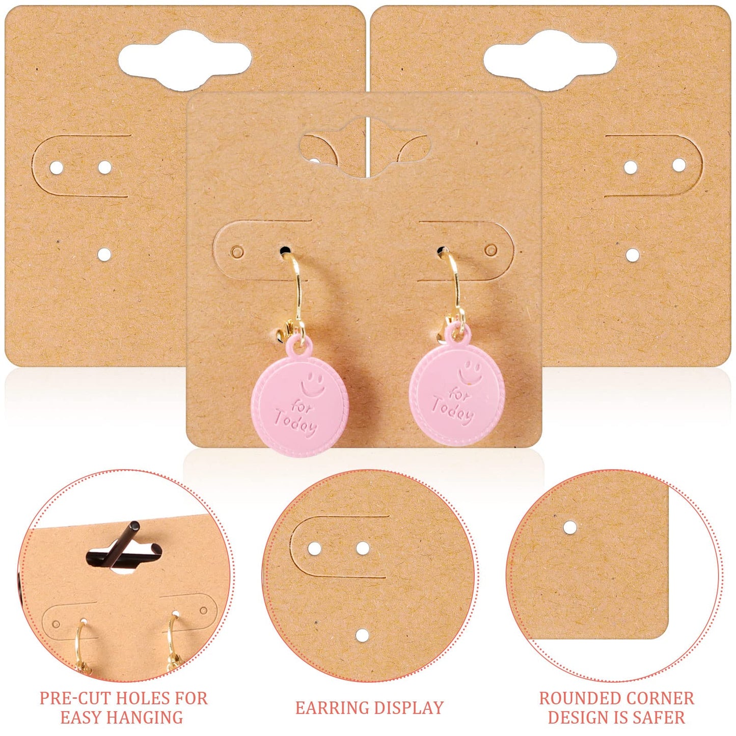 600 Pcs 2 x 2 Inches Earring Holder Cards Bulk with Self Sealing Earring Bags Kraft Earring Cards Jewelry Display Cards for Selling, Hanging Earring, Jewelry, DIY Crafts, Retail