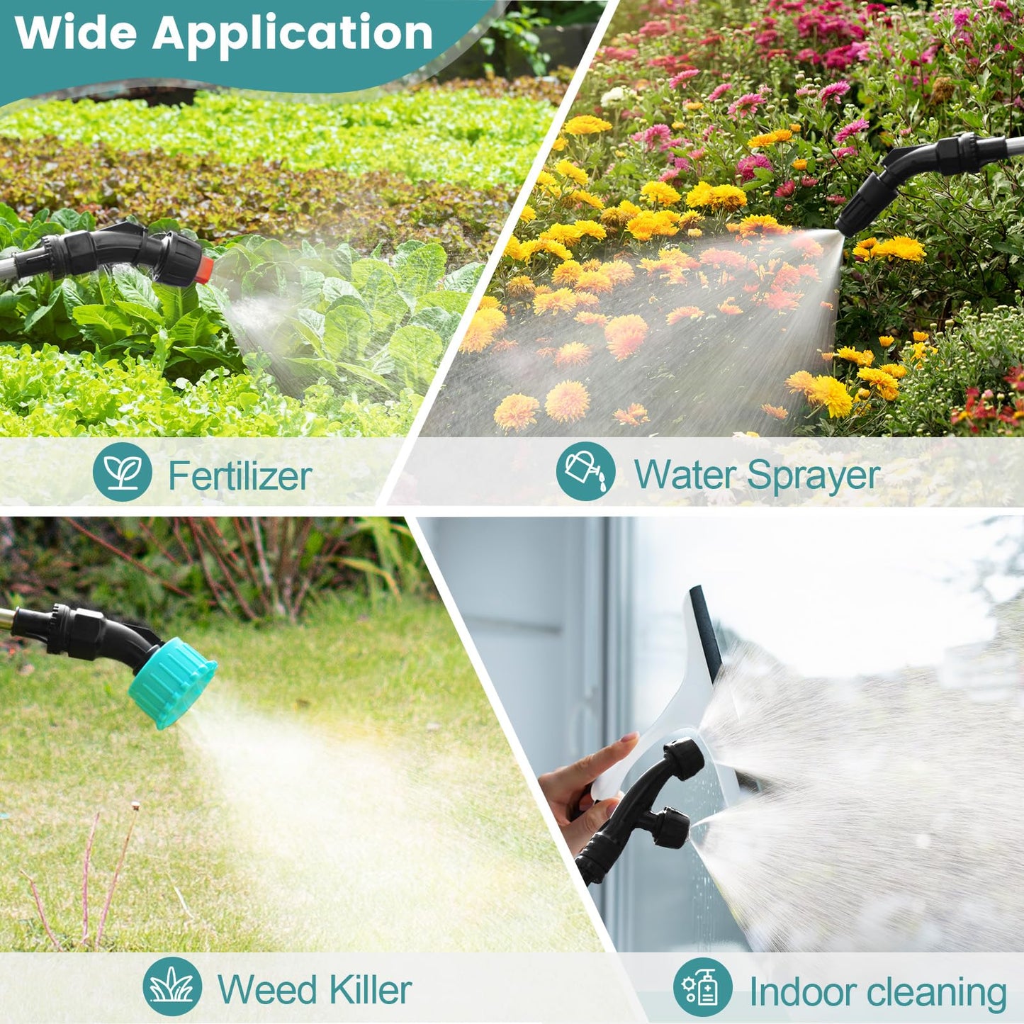 Battery Powered Sprayer 1.35 Gallon, 2026 Electric Garden Sprayer with 3 Adjustable Speeds, 4 Mist Nozzles, Rechargeable Handle, Retractable Wand with Adjustable Shoulder Strap for Weed Lawn(Blue)