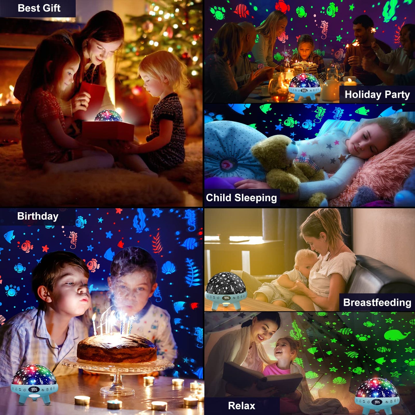 ZKYQSHDHX Night Lights for Kids Room with Sound Machine.Kids White Noise Machine with 29 Soothing Sounds for Baby Sleeping Baby Night Light Ocean Projector.for Bedroom Decoration