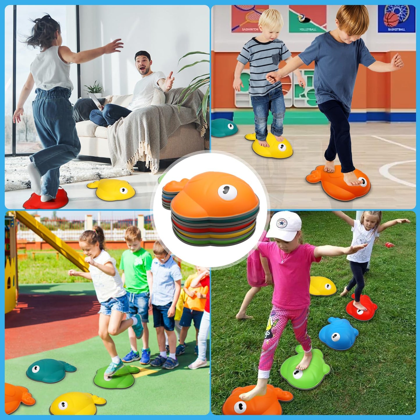 TERRAMUS Goldfish Balance Stepping Stones for Kids, 6PC Non-Slip Jumping Steps Stones, Toddler Obstacle Course Game Promote Coordination, Indoor Outdoor Sensory Toys for Boys Girls Ages 3 4 5 6 7 8