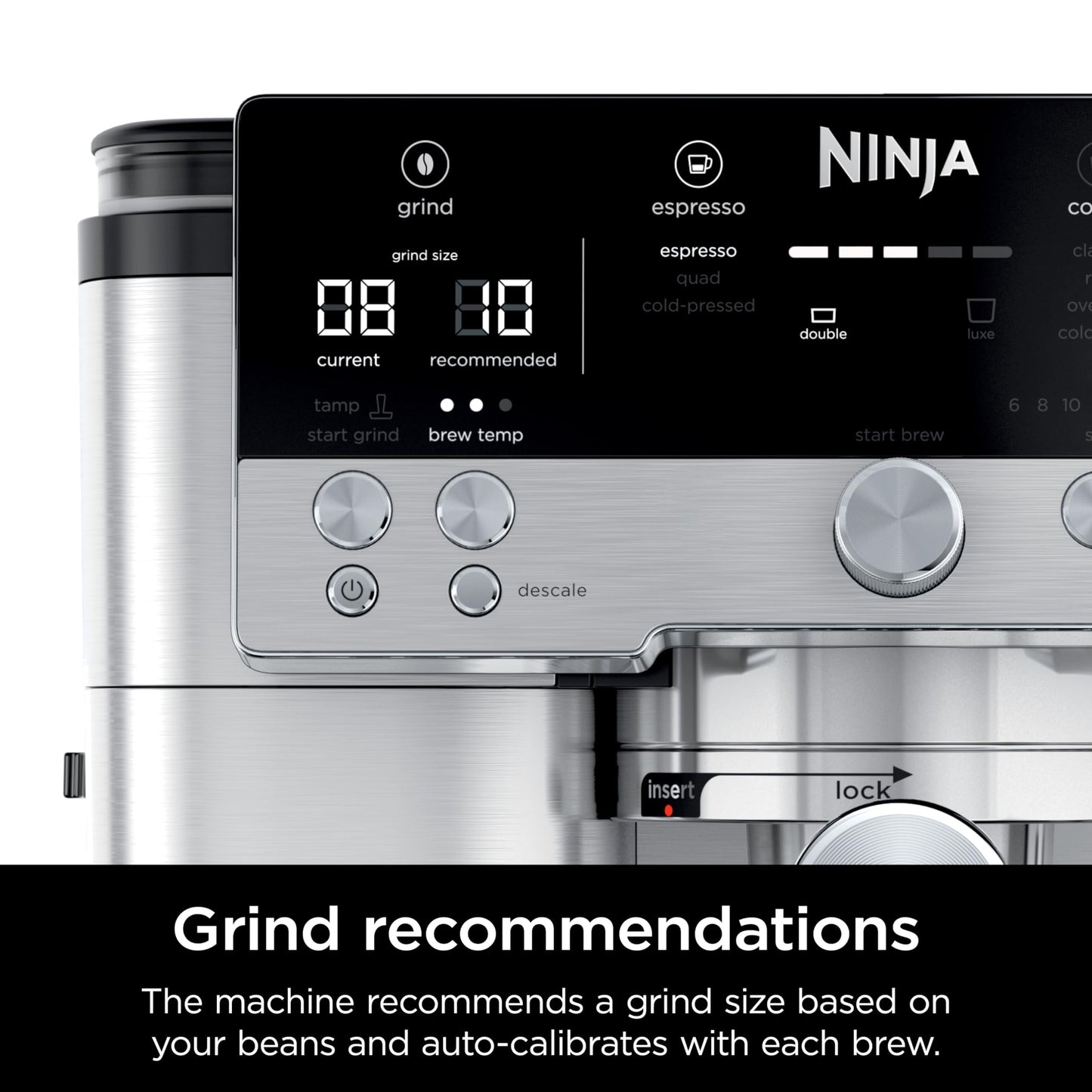 Ninja R-ES601 Luxe Café Premier Series Espresso Machine, Drip Coffee, Cold Brew, Grinder, Tamper, Frother, Silver (Renewed)