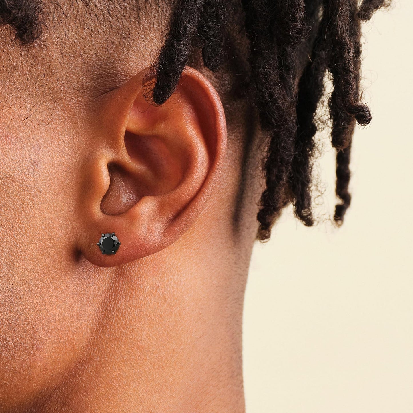 KRKC Black Moissanite Stud Earrings for Men, Lab Created Diamond Earrings, D Color VVS1 Clarity, Vermeil 925 Sterling Silver Hypoallergenic 14K Black Gold Friction Back Earrings Jewelry for Men Women Gift