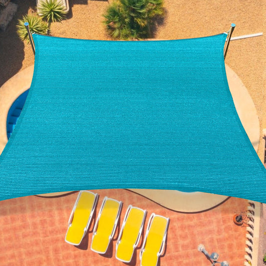8'x8' Sun Shade Sail Curved Commercial Outdoor Shade Cover Turquoise Rectangle Heavy Duty Permeable 185GSM Outdoor Shades for Patio Garden Sandbox