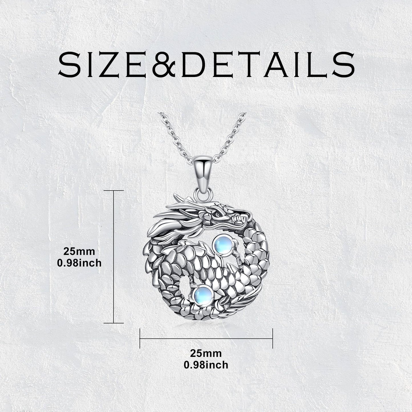 YAFEINI Dragon Necklace S925 Sterling Silver Moonstone Dragon Pendant Necklaces Dragons Jewelry Gift for Women Mom Wife