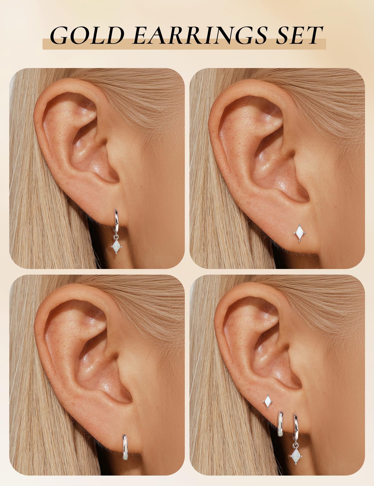 Angelady Sterling Silver Opal Earrings Set for Women, Hypoallergenic S925 Opal Hoop Earrings for Women, Dainty Silver Opals Dangle Earring Stacks for Women Trendy Opals Jewelry Gifts 2026
