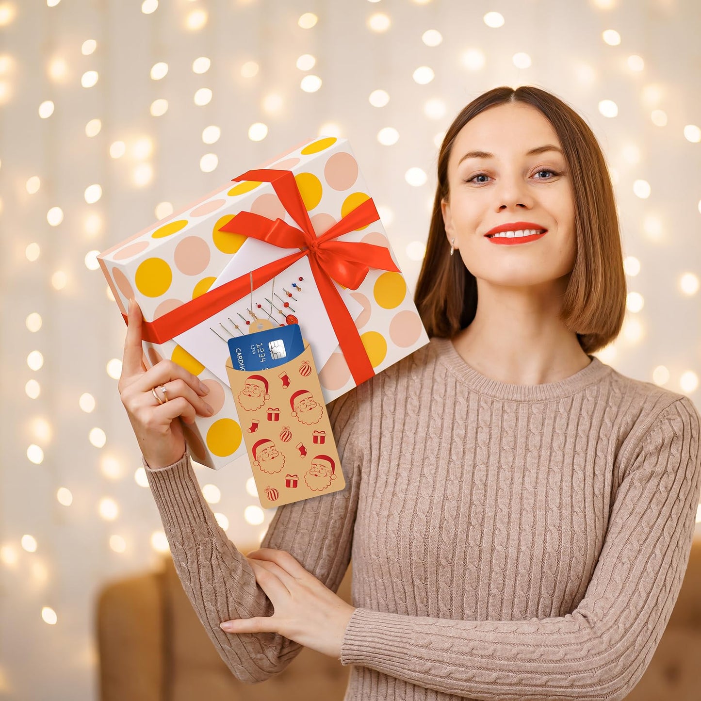 54Pcs Christmas Gift Card Holders, Kraft Paper Holiday Money Envelopes with String, Christmas Money Holder Gift Card Envelopes for XMAS Gifts Wrapping