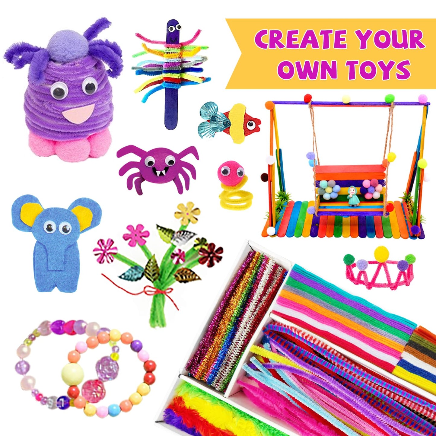 Itopstar Arts and Crafts Kit for Kids, Science Kits for Kids Age 5-7, Craft Kits and Art Supplies, Gifts for 5 7 9 Year Old Girls, Crafts for Kids Ages 4-8 8-12