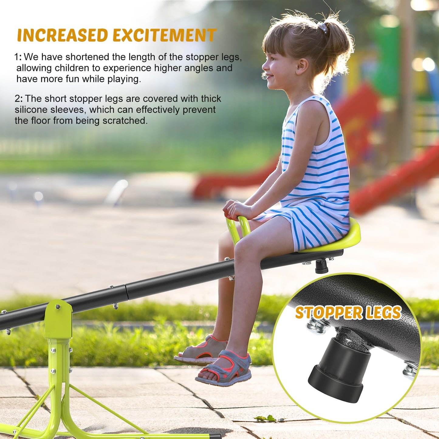 Iyoyo Teeter Totter Seesaw for Kids Outdoor for Ages 4-8 Toddler Seesaw Sit and Spin Teeter Totter Outside Outdoor Toys Swiveling 360 Degrees Rotating for Children Age 3 4 5 6 7 8 (Light Green)