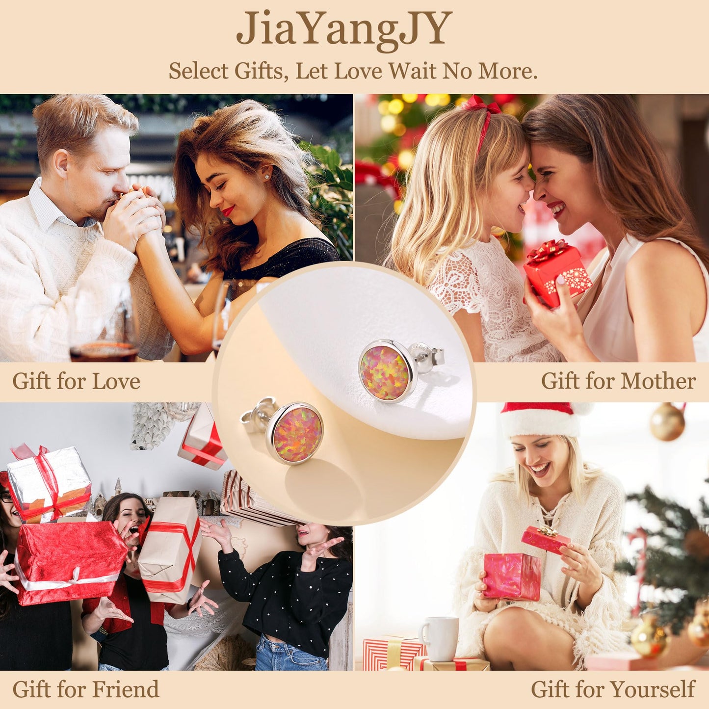 JiayangJY Silver Red Fire Opal Stud Earrings for Women Sterling Silver Round Shape 6mm Opal Earrings with Push Back