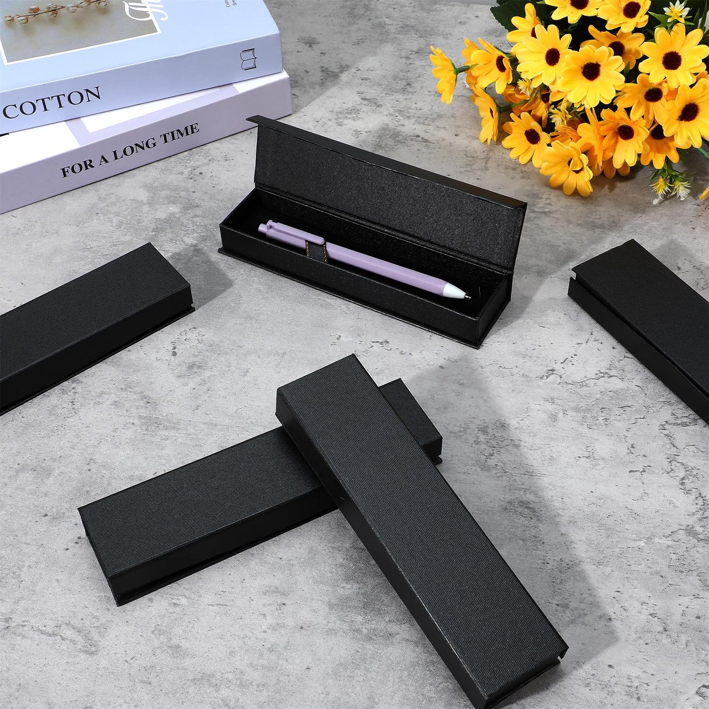 PercyEffie 24pcs pen boxes luxury pens gift boxes bulk pen display case with Lid cushion small flip fountain pens case for Jewelry Gift Business Birthday Souvenir Office Supplies