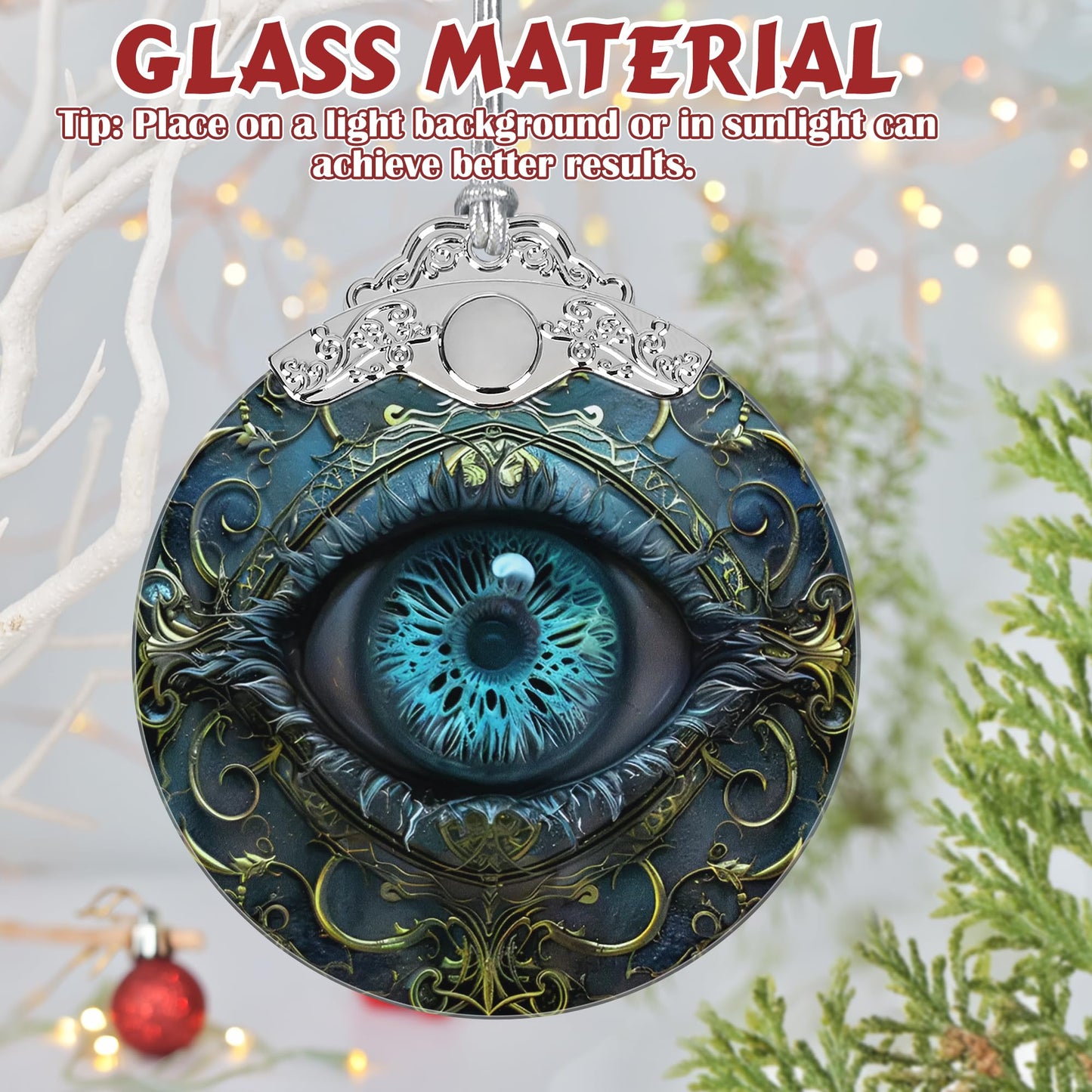 3" Stained Glass Christmas Decoration, Christmas Ornaments, Heirloom Keepsake, Gift Exchange, Gift Idea, Bauble Present - Mystical Eye