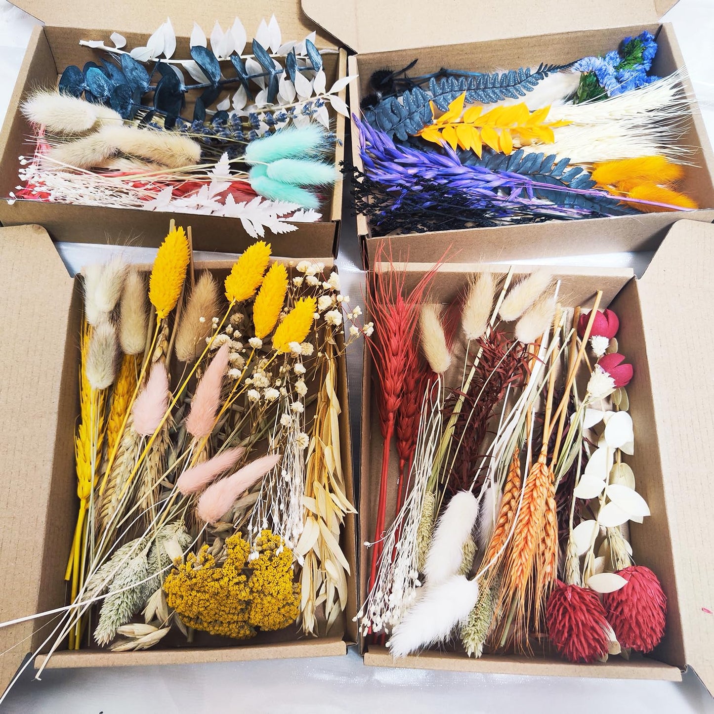 DIY Natural Dried Flowers Kit - Mixed Flowers and Foliage with Stems for Mini Bouquet, Wreath, Resin, Soap, Scrapbook, Floral Arrangement, Home Decor