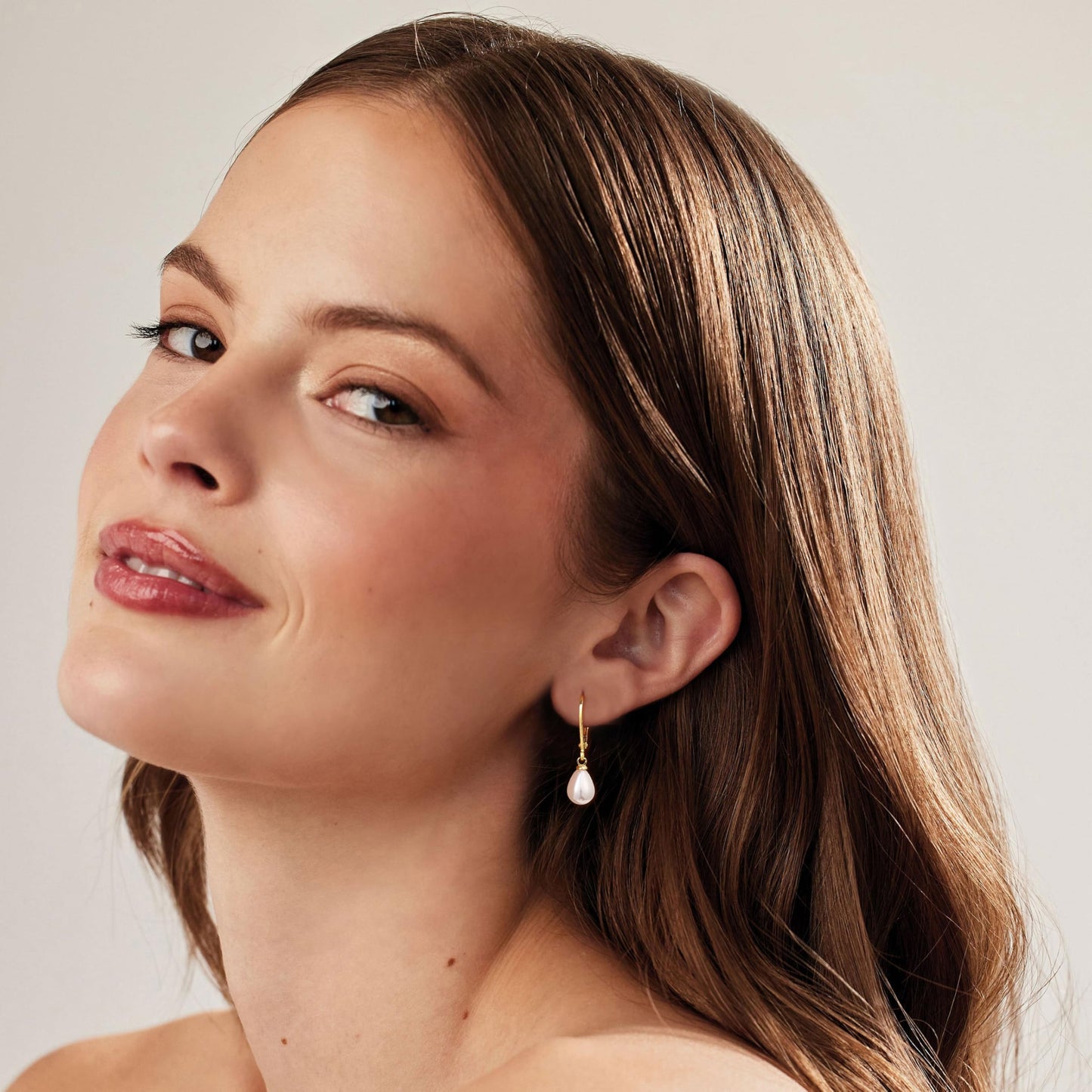 Freekiss Gold Pearl Earrings: Leverback Dangle, Dainty 14K Gold Plated, Hypoallergenic, Waterproof, Wedding & Prom Earrings