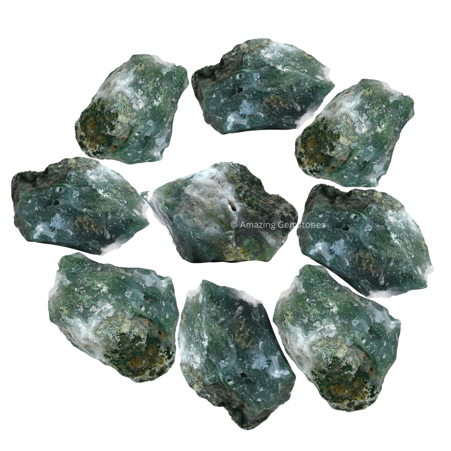 Amazing Gemstone Moss Agate Raw Crystals and Healing Stones, Natural Rocks for Tumbling and DIY Raw Stones and Crystals (1 lb)