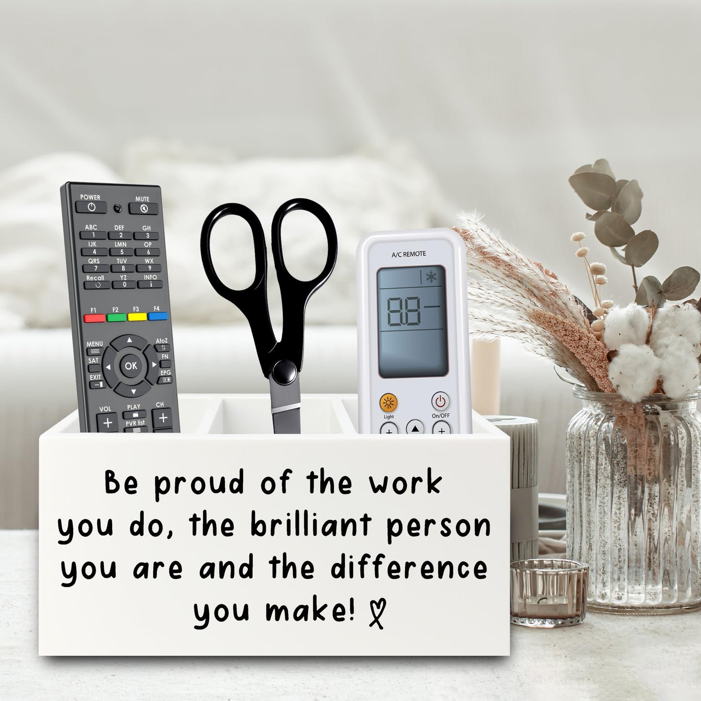 XPH Inspirational Office Pen Pencil Holder Organizer for Desk, Thank You Appreciation Gifts for Women Men, Inspirational Gifts Wooden Box Sign for Home Office Desk Tabletop Decorations