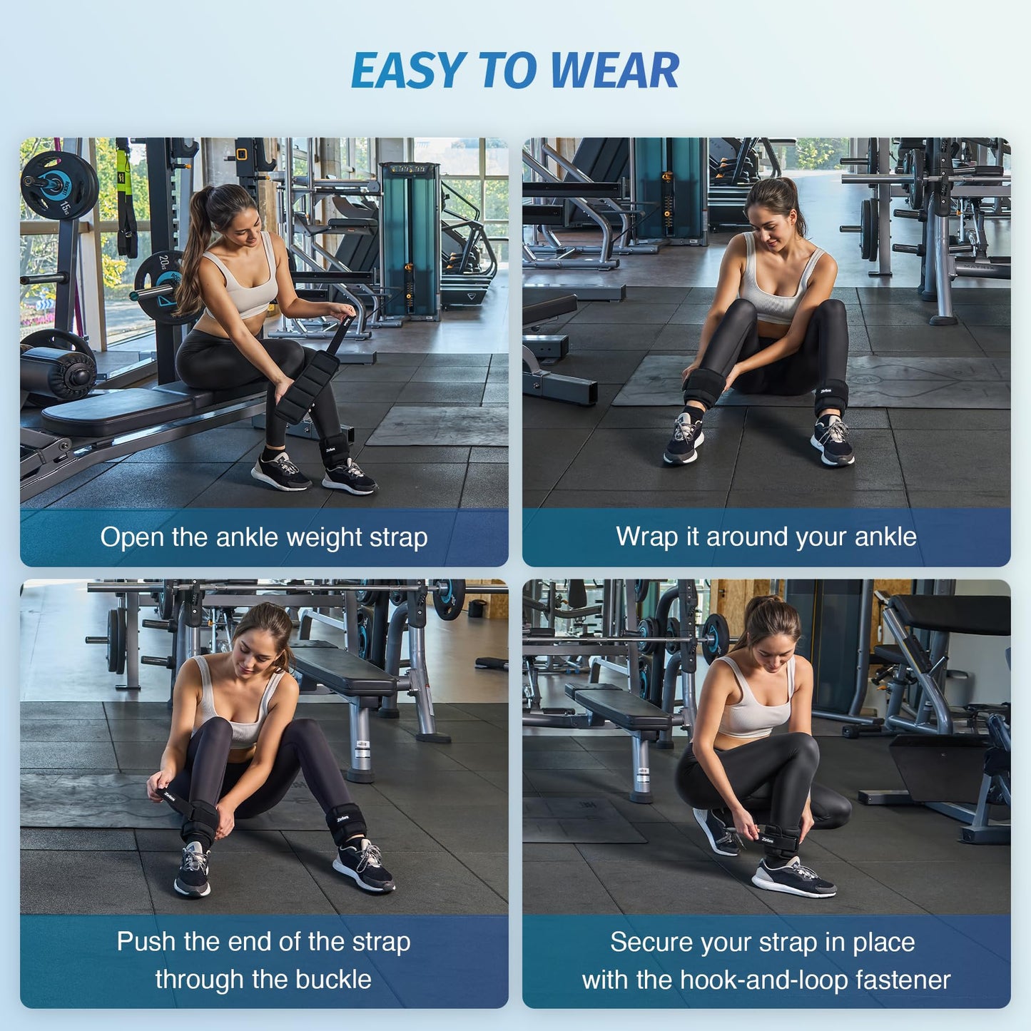 ZELUS 1 Pair Adjustable Ankle Weights, 0.8-4 lb Z-Fit Ankle Weights for Women Men, Ultra Thin Leg Weights for Women with Adjustable Straps, 0.4-2 lb per Arm Weight for Gym Home Yoga Jogging Walking