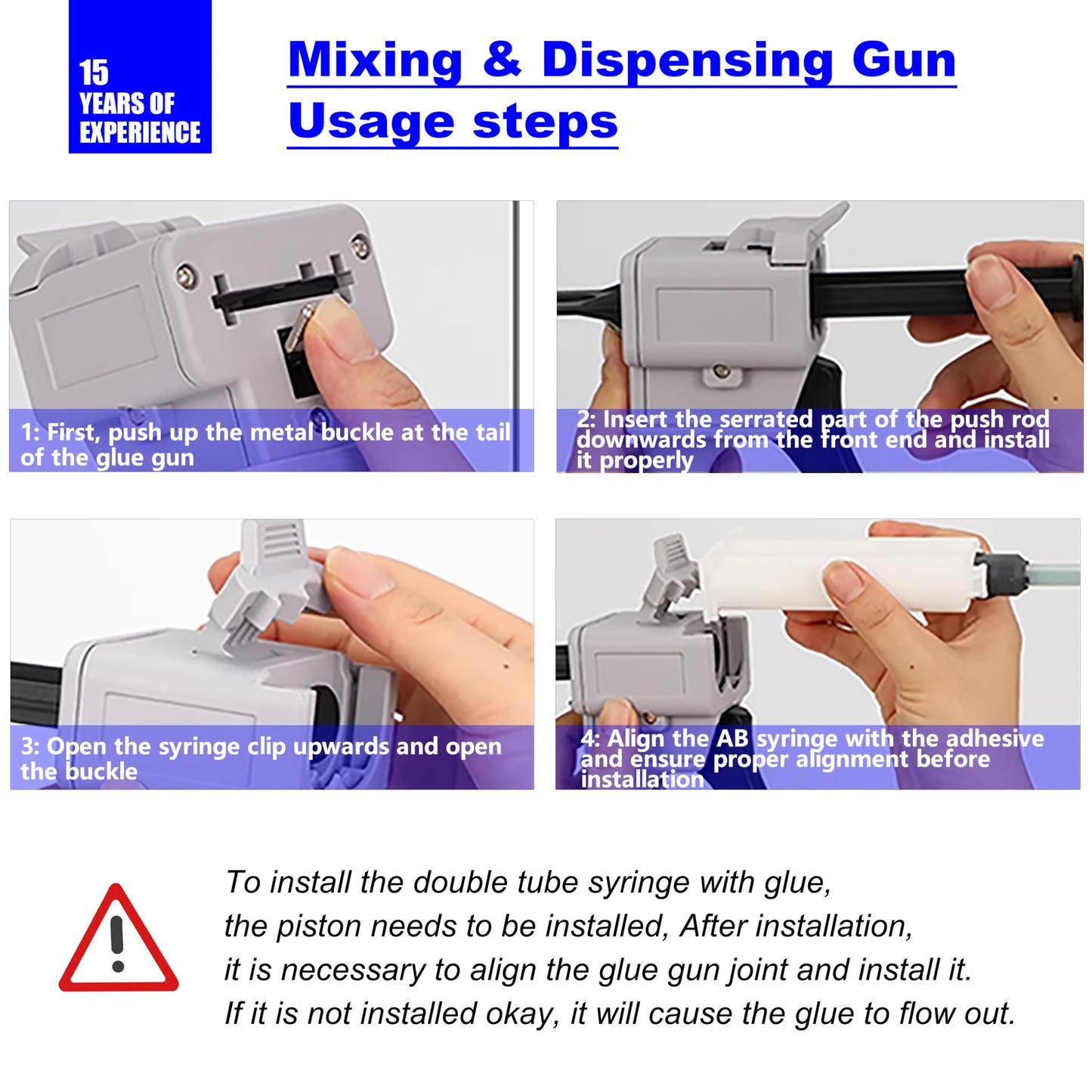 SoKalChw Mixing dispensing gun, Epoxy glue gun, AB Impression Material Gun ratio 1:1/2:1 for 50ml, Compatible with 3M adhesive 04747 cartridges and double cartridges, With 10 pcs 3.3in mixing nozzl