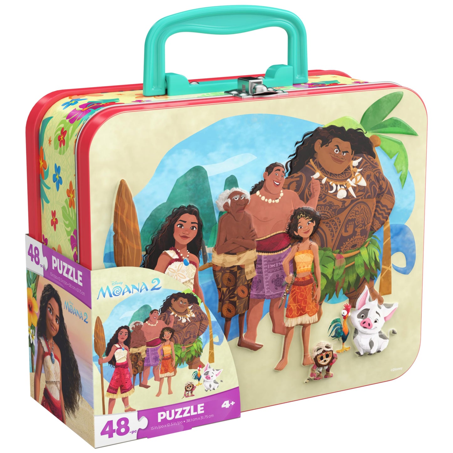 Spin Master Games, Disney’s Moana 2 Puzzle in Reusable Lunchbox Storage Tin, 48 Pieces, Disney Puzzle, Kids Toys for Girls & Boys, for Ages 4 & Up