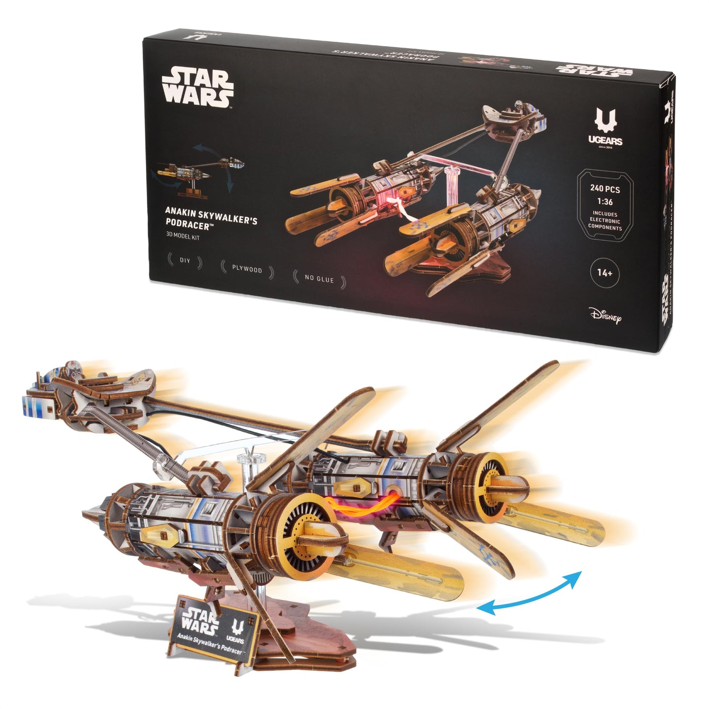 UGEARS Star Wars ™ Anakin Skywalker's Podracer ™ Wooden 3D Puzzles for Adults - 3D Puzzle, Wooden Model Kits for Adults, Hobby Model Kit, Wood Puzzles Adult, Brain Teaser Adult Model Building Kits