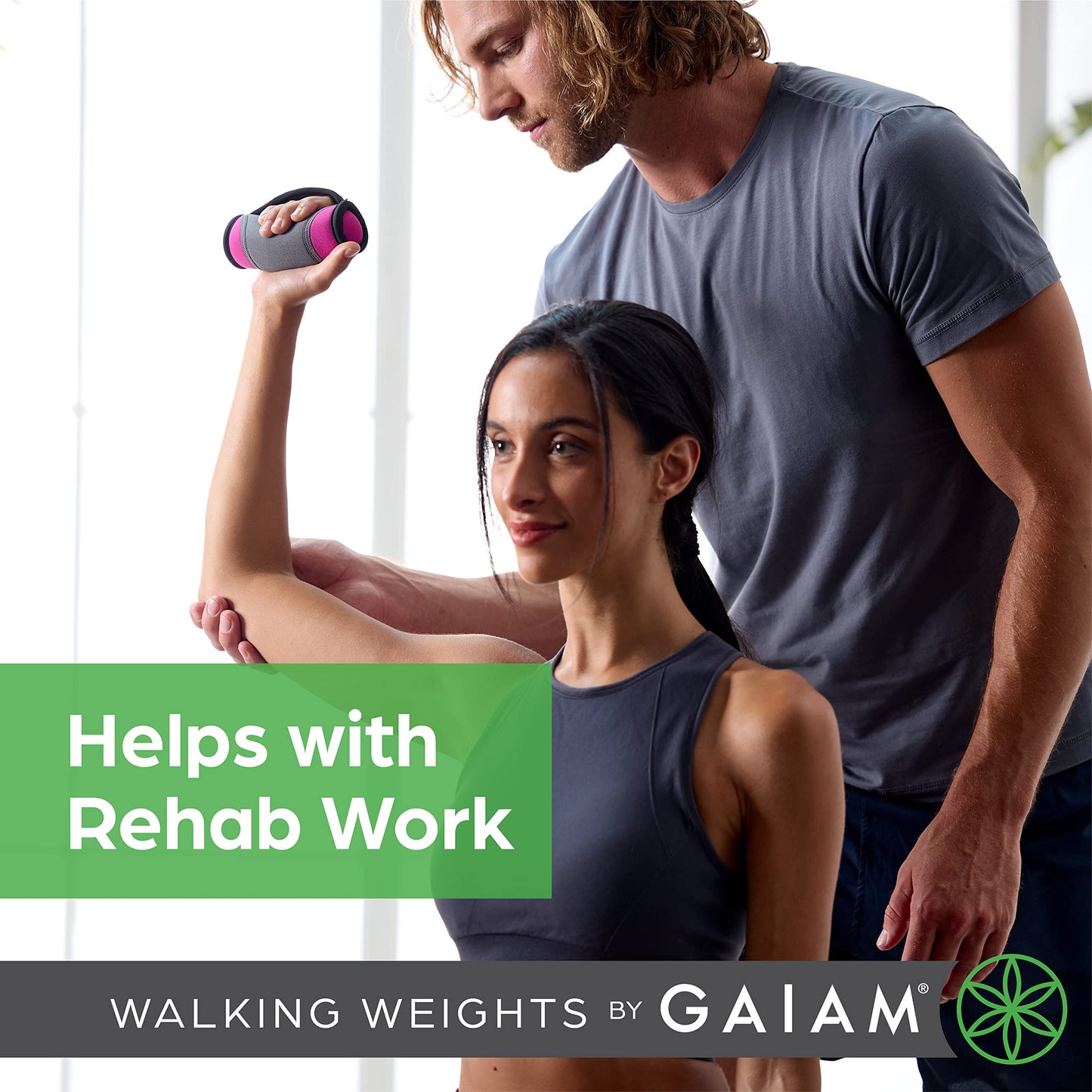 Gaiam Hand Weights for Women & Men Soft Dumbbell Walking Hand Weight Sets with Hand Strap - Walking, Running, Physical Therapy, Aerobics - 2lb Set (2 x 1lb Weights)