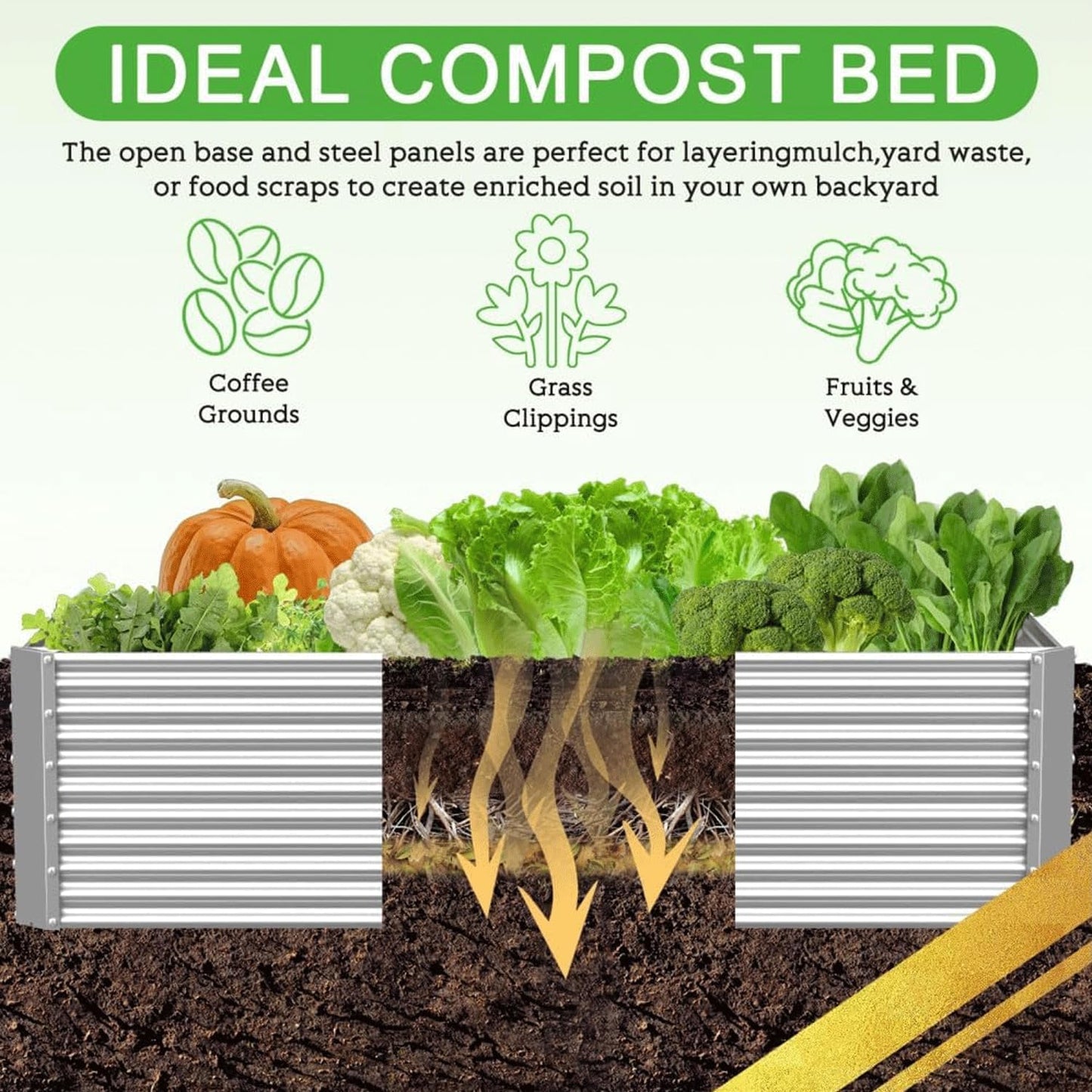 CATMANOR 2 Pack Tall 8x3FT Corrugated Galvanized Steel Raised Garden Bed Outdoor, Metal Above Ground Garden Bed for Vegetables and Flowers, Rectangle Raised Beds for Gardening-8x3x1.5FT