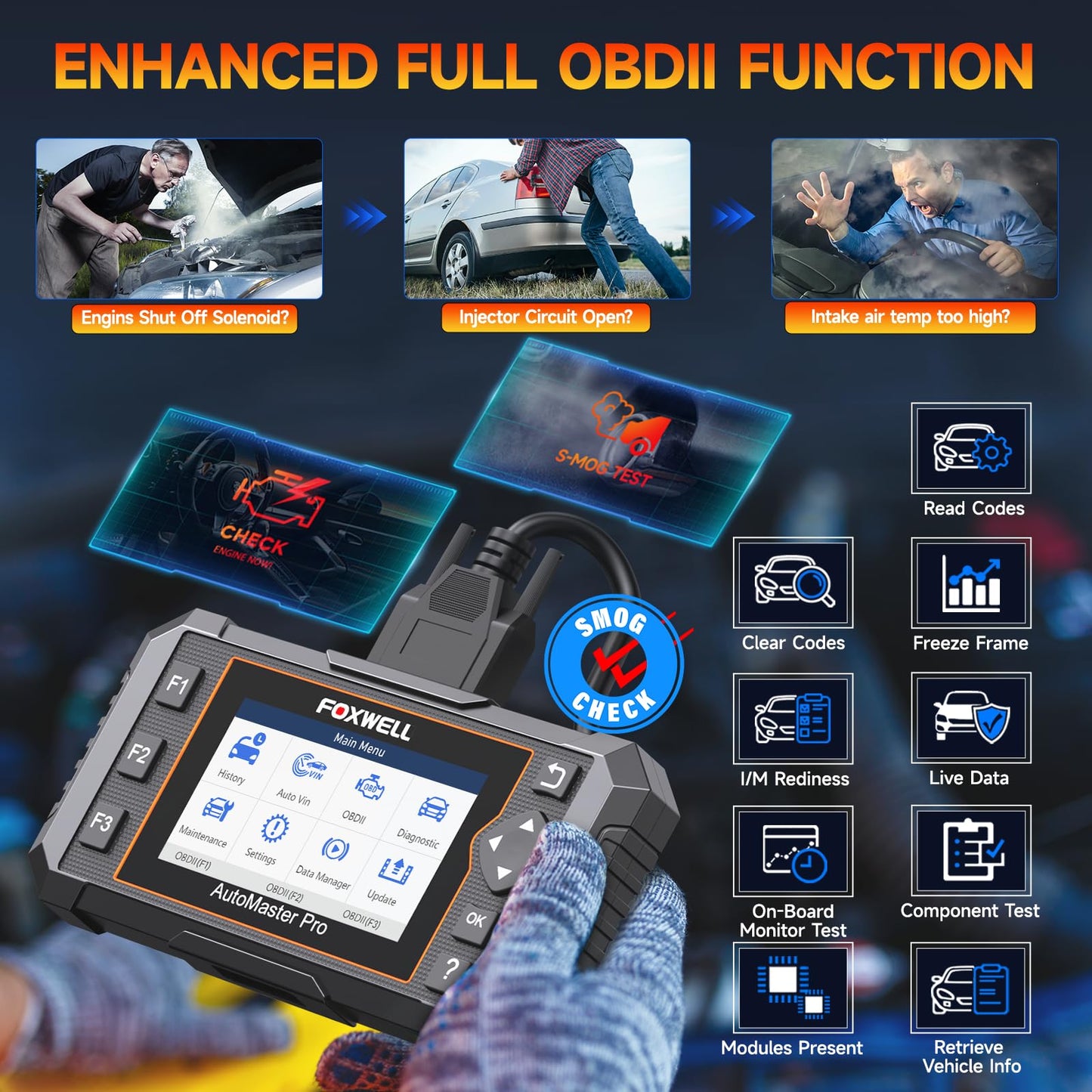 2026 FOXWELL NT614 Elite OBD2 Scanner with 5 Resets ABS Bleeding, SAS Calibration, Oil, EPB, Throttle, Upgrade of NT604 Code Reader Scan Tools, ABS SRS Engine Transmission Battery Test Car Scanner