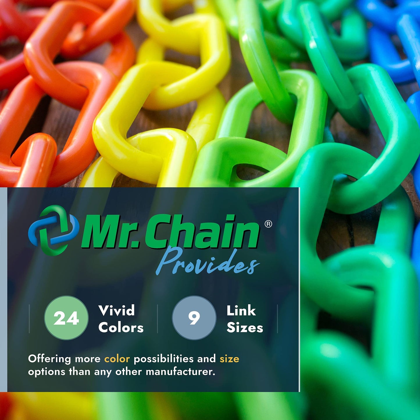Mr. Chain Plastic Barrier Chain, Green, 1.5-Inch Link Diameter, 100-Foot Length (30004-100)