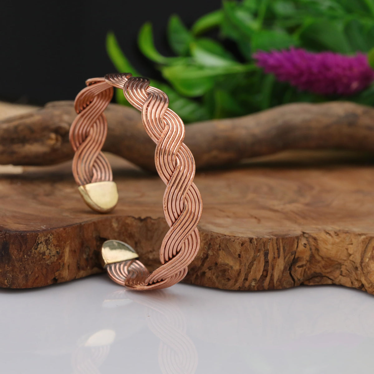 Handmade Elegant Copper Bracelet for Women - Pure Copper Bracelet for Pain Relief and Stress Relief - Adjustable Entwisted Copper Bracelet to Fit many Size Wrist (fancy twisted) (spiral)