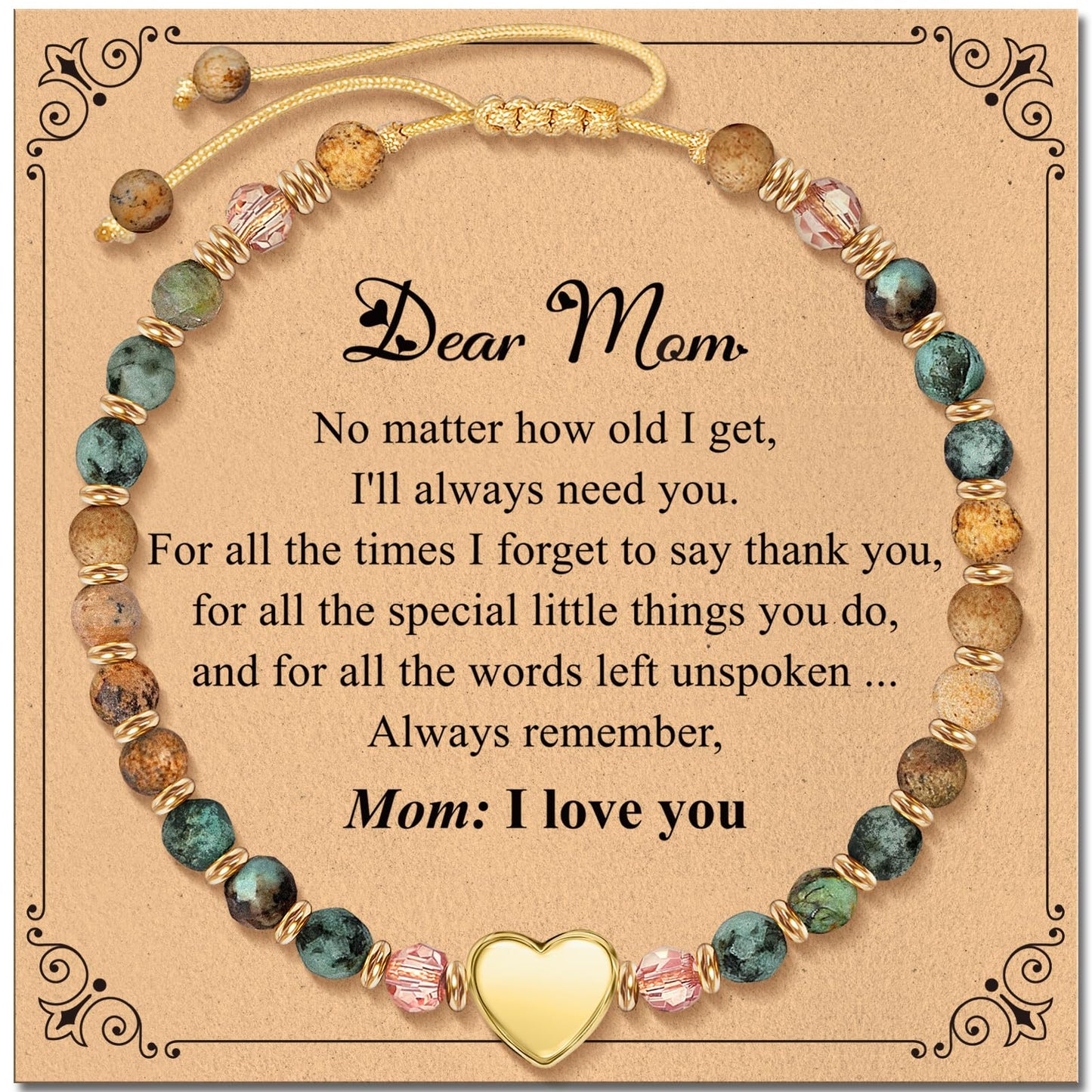 ZOKCC Mothers Day Bracelet Gifts for Mom: Healing Natural Stone Beads Bracelets Thinking of you Get Well Gift for Mother - Inspirational Birthday Christmas Gifts for Mom Mama