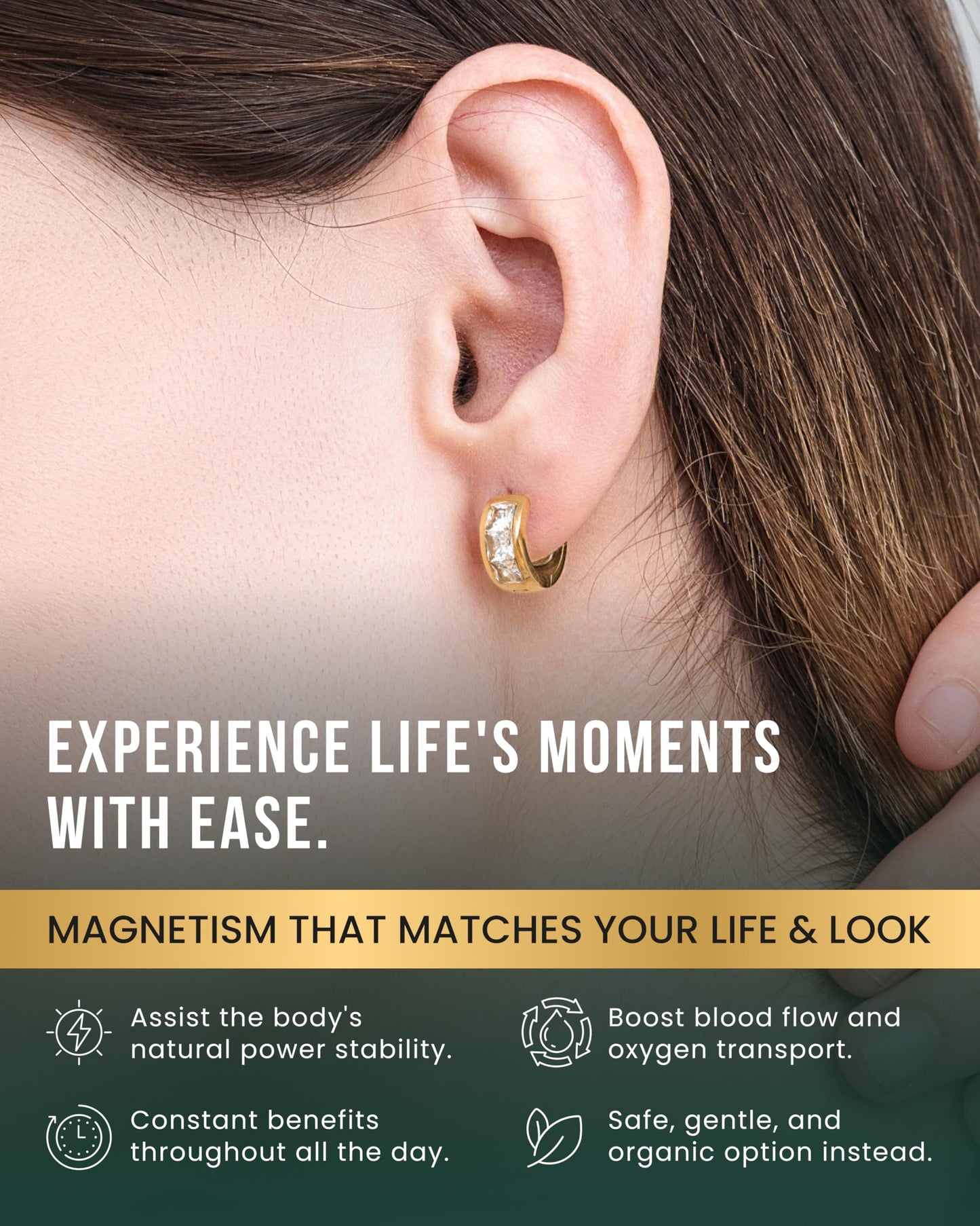 MagnetRX Magnetic Earrings for Women – Premium Magnetotherapy Lymphatic Earring Crystal Stainless Steel – Womens Lymphvity Magnetic Therapy Acupressure Earrings (Crystal Gold)