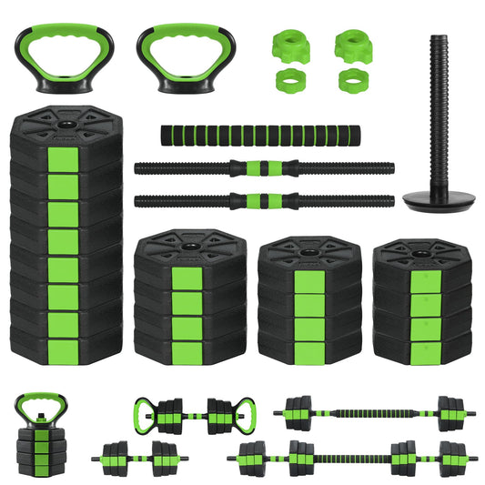 GarveeLife 3 in-1 Octagonal Adjustable Dumbbell Set, 88 LBS Free Weights Dumbbells with Anti-Slip Handle for Men & Women, Versatile Dumbbells Set of 2 with Connector, Perfect for Home Gym, Green & Black