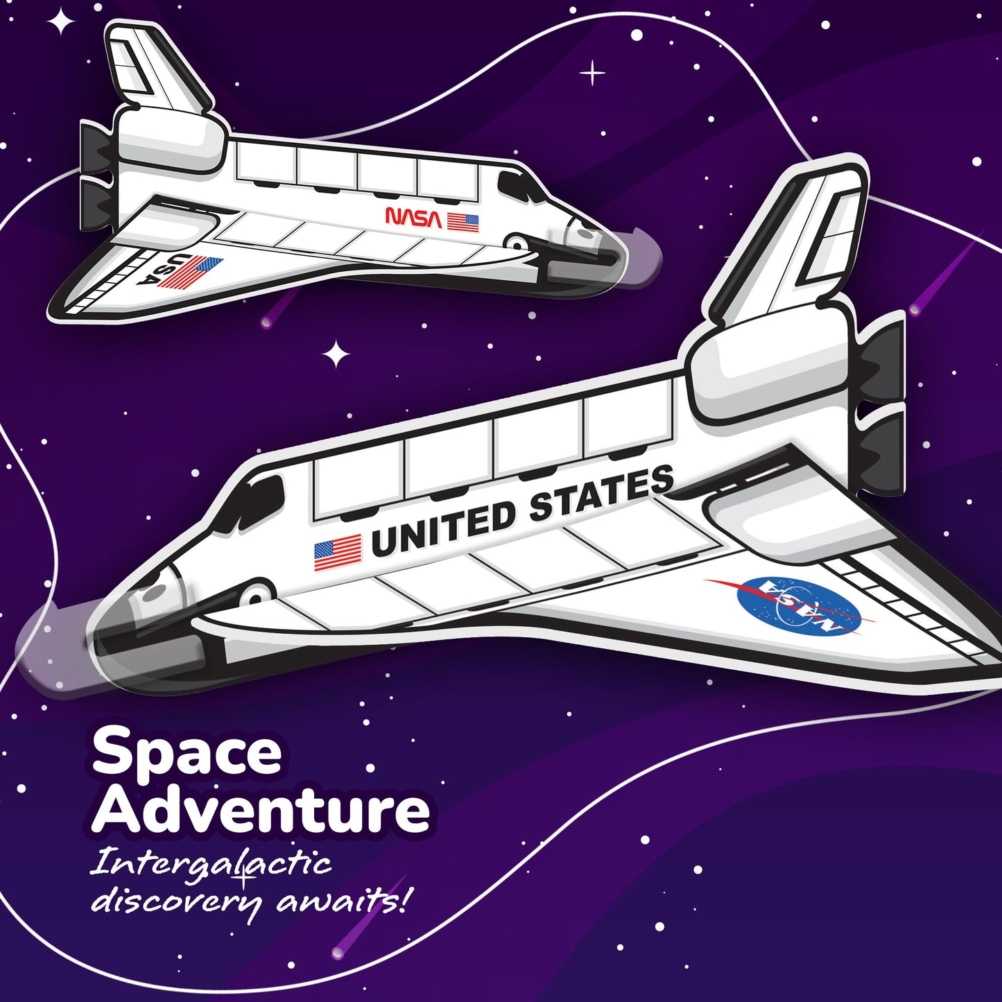ArtCreativity Space Shuttle Gliders, Set of 24, Flying Toys for Boys & Girls, Made of Foam Material, Outdoor Toys for Children, Outer Space Party Favors for Kids, Great for Indoor & Outdoor Play
