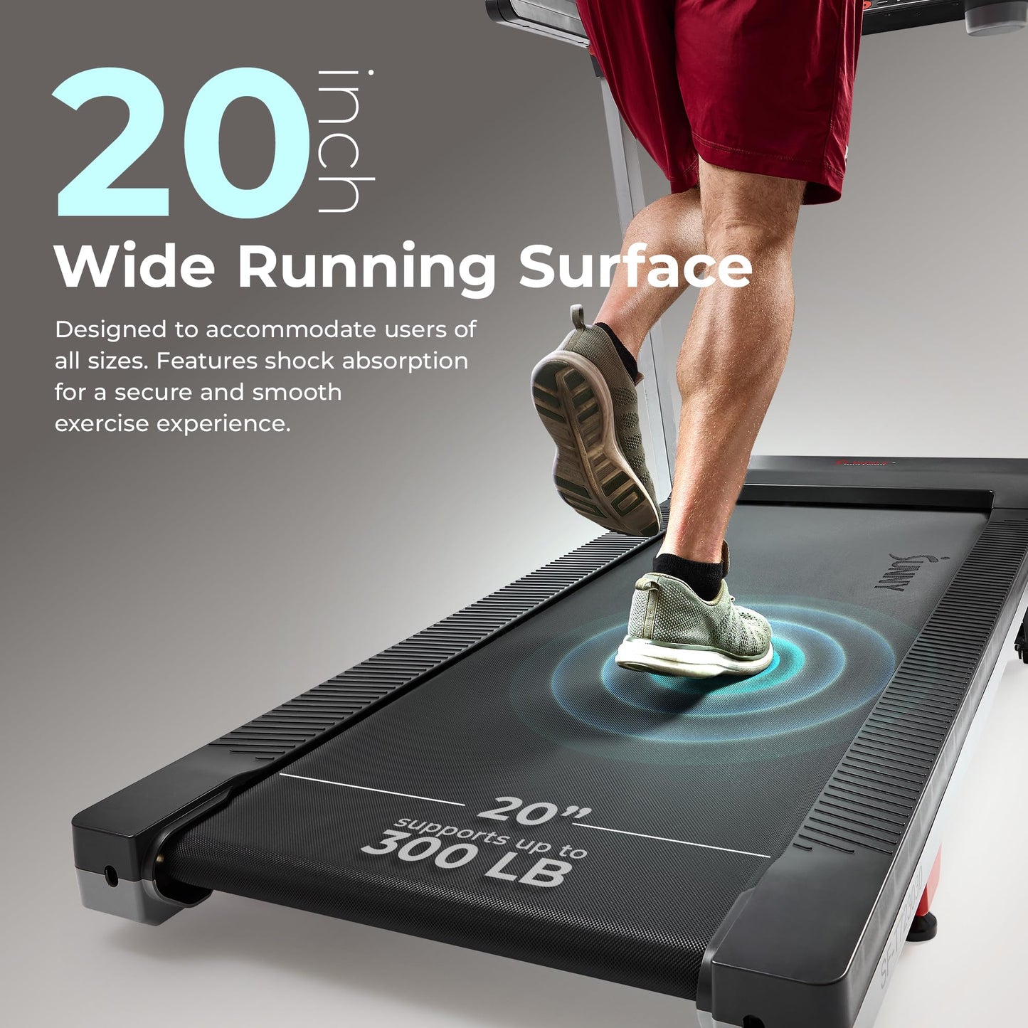 Sunny Health & Fitness Foldable 15 Level Auto Incline Treadmill, 20" Wide Running Belt, Quiet Brushless, Digital Display, 300 LB Weight Capacity, SunnyFit App Bluetooth Connection- SF-T723030