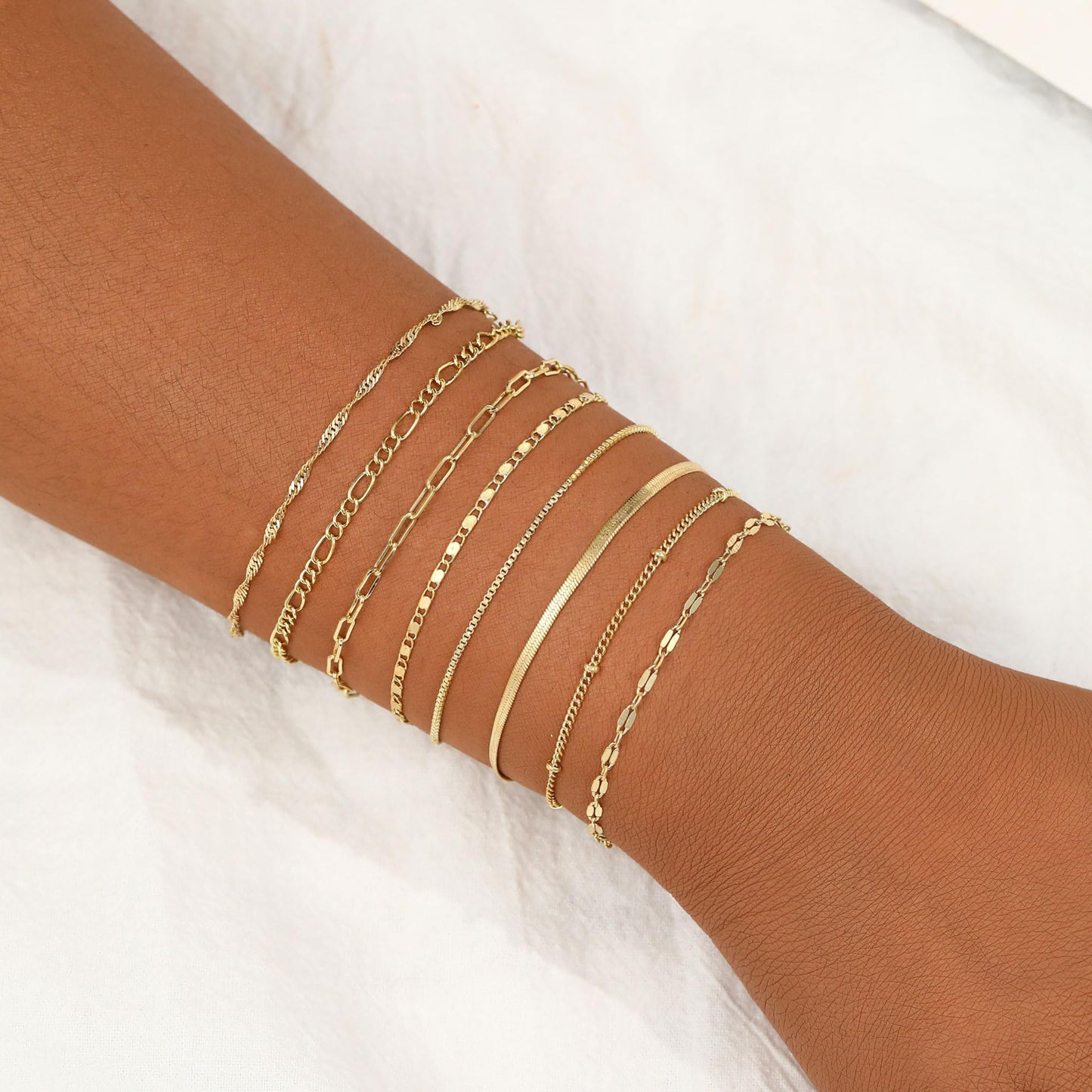 BERISO Gold Bracelets for Women, Elegant Adjustable 14K Gold Plated Bracelet for Women, Trendy Minimalist Dainty Gold Bracelet for Everyday Wear