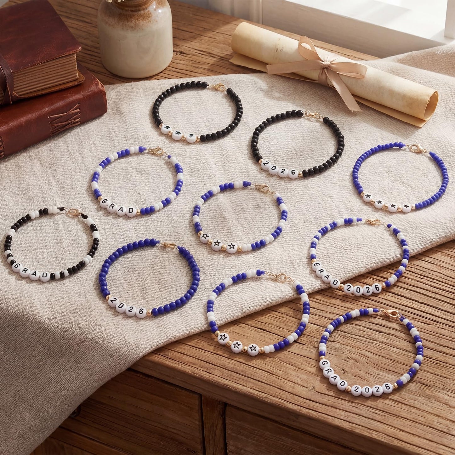 Kenning 10 Pack 2026 Graduation Tassels Royal Blue Graduation Cap Tassels with DIY Friendship Beaded Bracelets Kit, Grad Tassel Charms Gifts for High School College Phd Grad Ceremony