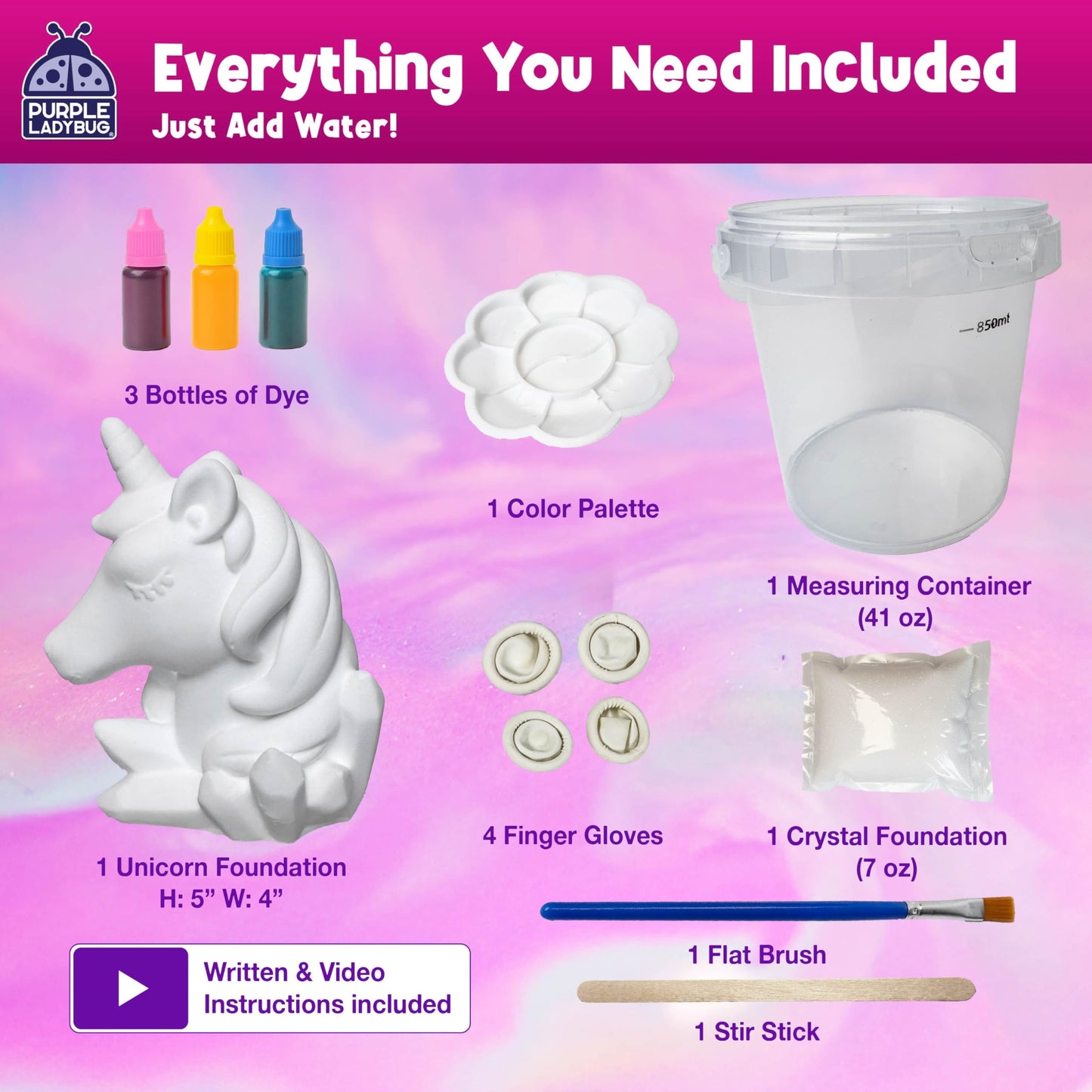Crystal Growing Kit-Birthday Gifts for Kids Ages 4 5 6 7 8, Crystal Making Experiment for Girls, Grow Your Own Unicorn Crystal, STEM Kit for Girls, Fun Summer Vacation Science Activity for Kids