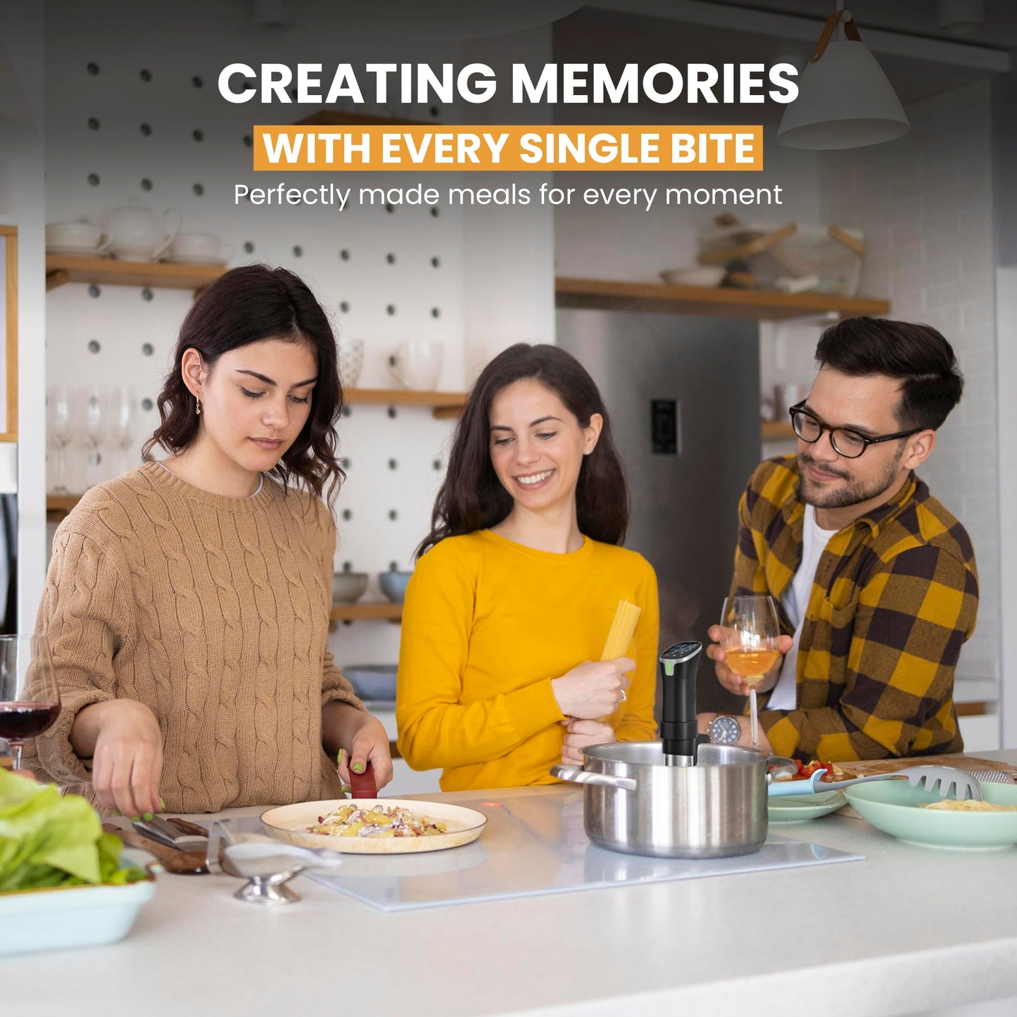 CRUXO 1100W Sous Vide Cooker Kit With App Control, Immersion Circulator, LED Display, Touch Panel, Vacuum Sealer & 10 Sealing Bags | Suvee Sous Vide Machine For Precise Cooking, Smart Thermal Cooker