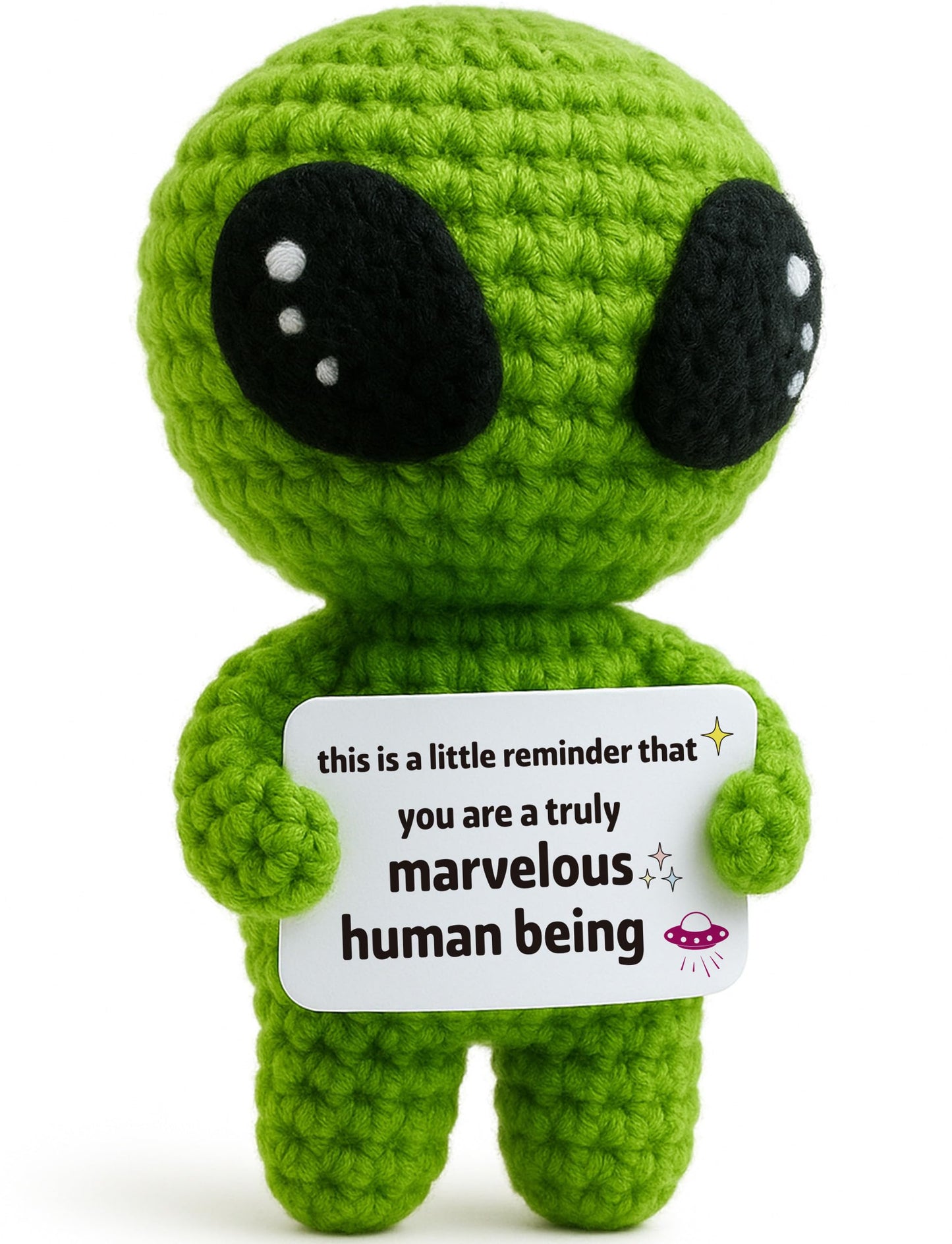 Galentines Day Positive Appreciation Gifts for Women Men Friends - Valentine's Emotional Positive Support Funny Gag Crochet Alien Plush Pickle Birthday for Her Him Stuffers Offcie Decoration