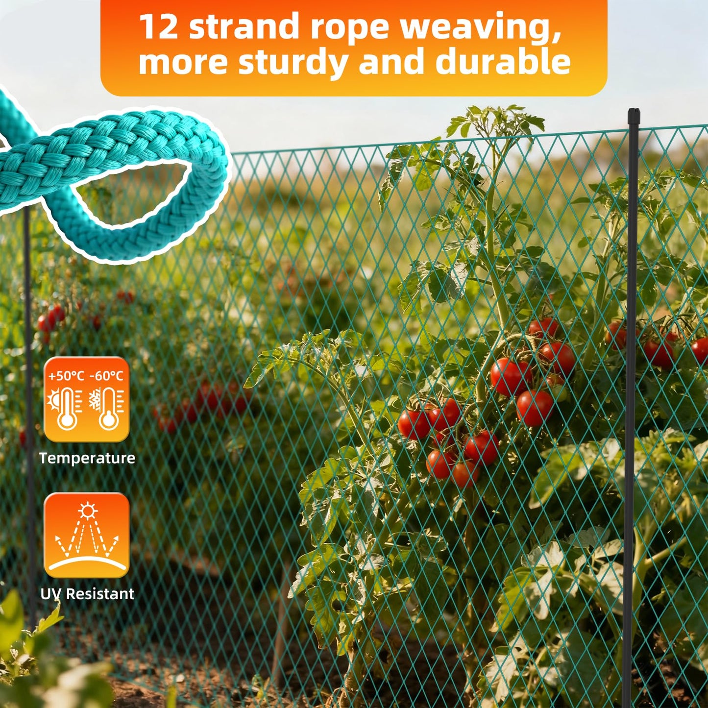Temporary Fence with Garden Posts & 3.1'H x 60'L Plastic Mesh,Portable Snow Fencing with Windbreak Rope and Ground Stakes,Dog Fence Outdoor for Yard,Backyard Fences,Garden Fence Protect Barrier