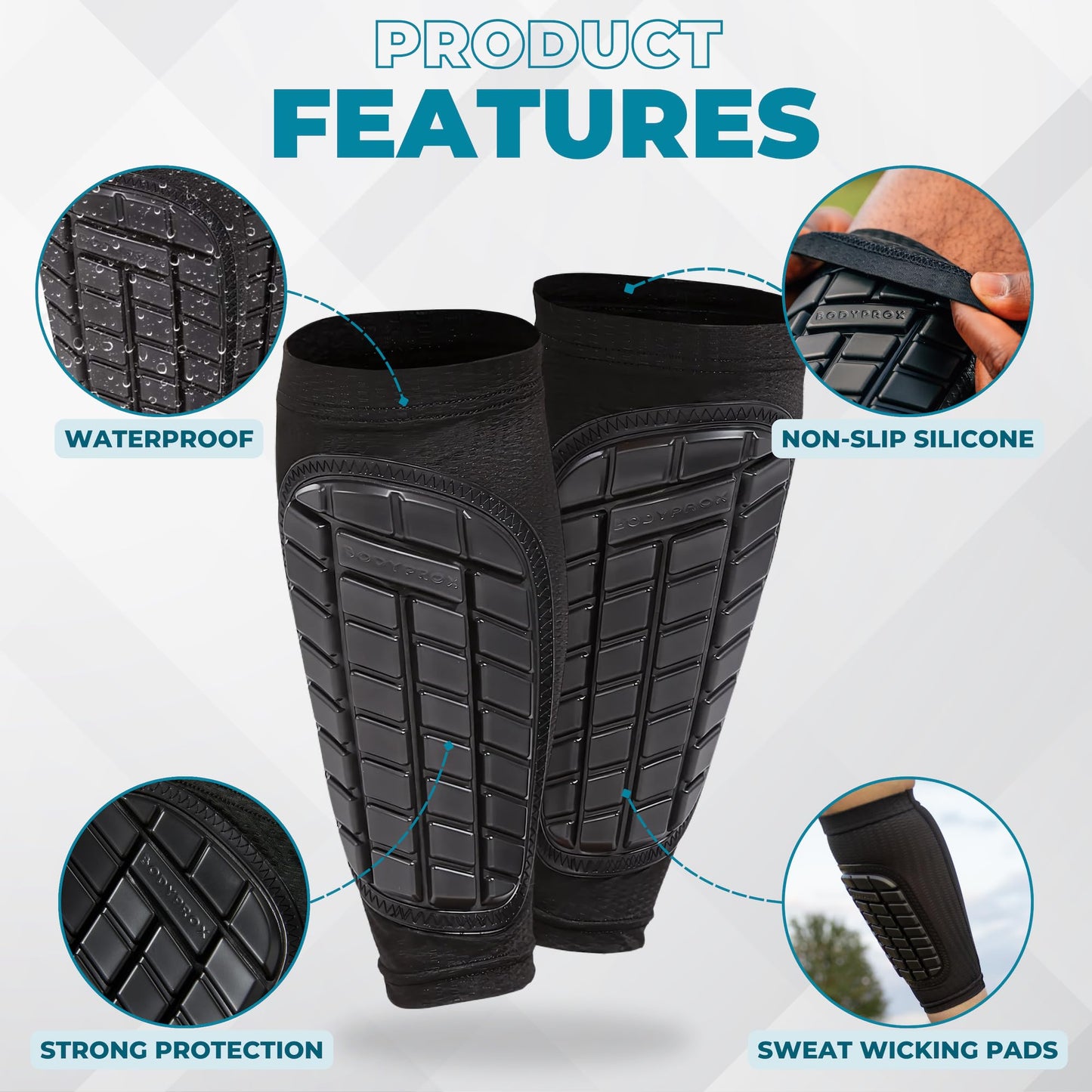 Bodyprox Soccer Shin Guards Sleeves for Men, Women and Youth (Small)
