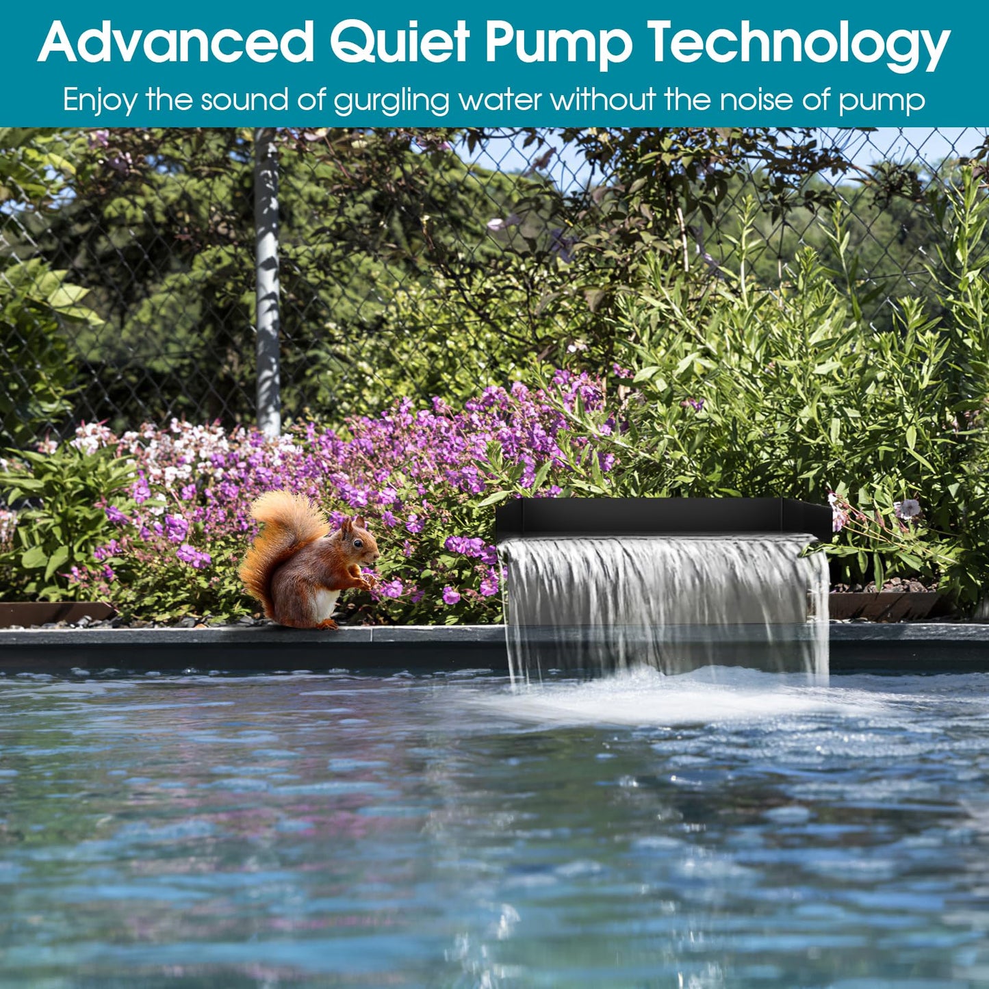 POPOSOAP Pond Waterfall Spillway with Pump Kit, 304 Stainless Steel Pond Waterfall Box, Pond Spillway with 9.8FT Corrugated Tubing for Garden Waterfall Water Features-8Inch-P42