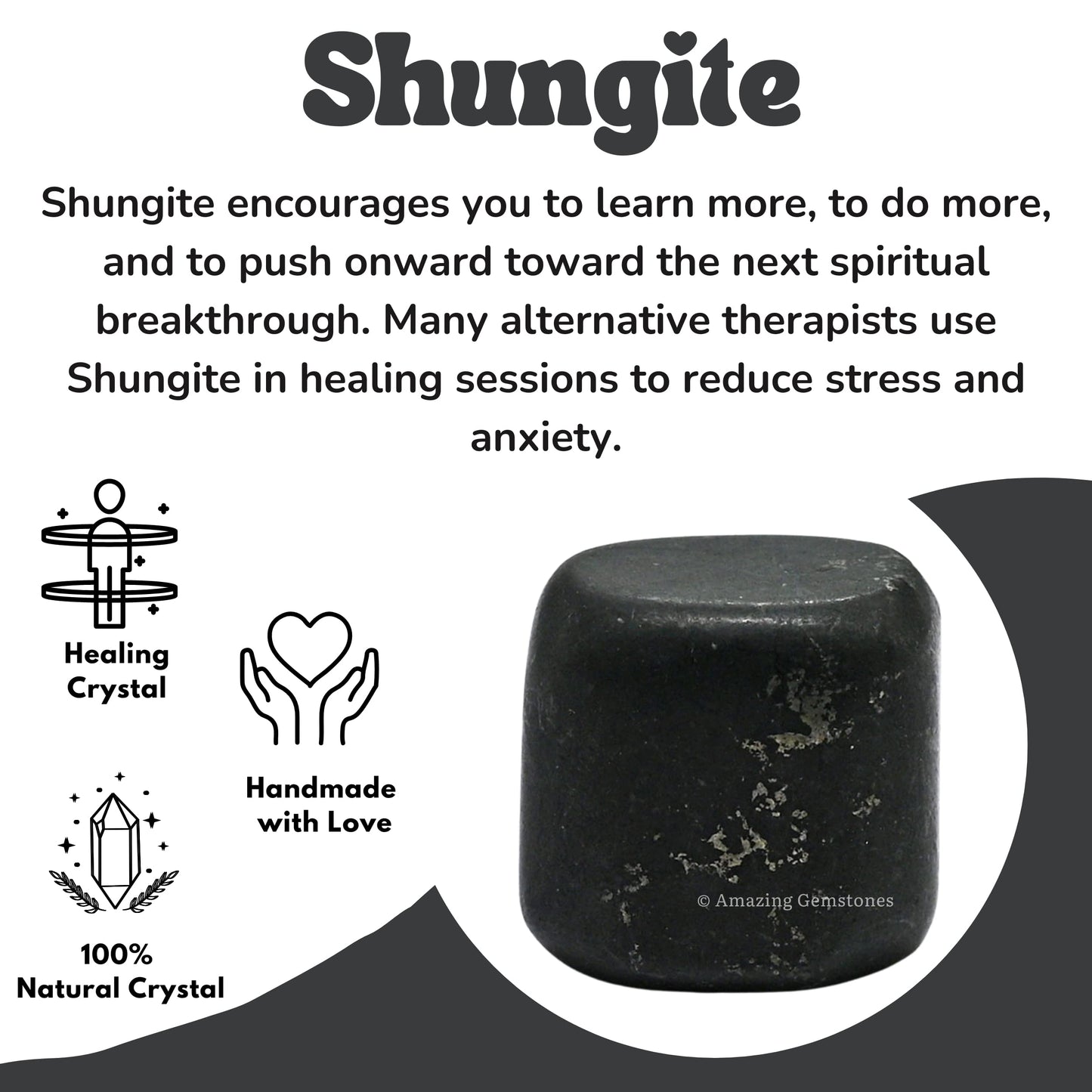 Amazing Gemstone Shungite Crystals and Healing Stones Tumbled - 1 Oz Shungite Stone Gem Stones, Natural Healing Stones for Energy Balance, Stress Relief - Polished Gems Rocks