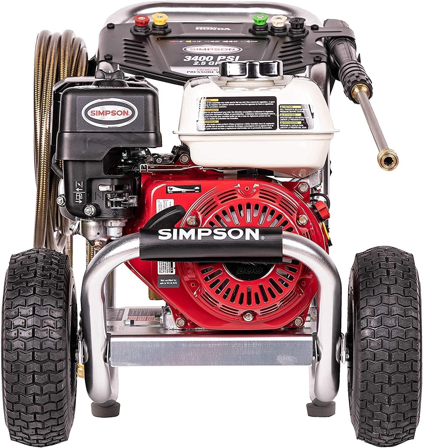 Simpson Cleaning 3400 PSI Gas Pressure Washer, 2.5 GPM Power Washer for Commercial Use, Honda GX200 Engine, 25-Foot Hose, Aluminum Series, 49-State (ALH3228-S)