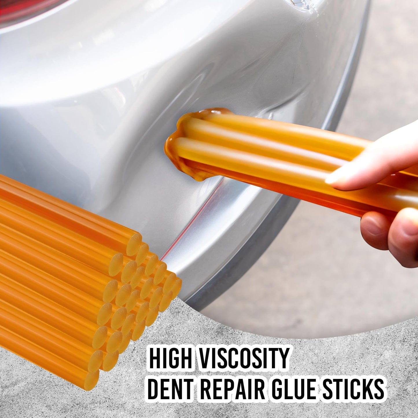 MATUFF 32 Pcs Dent Repair Glue Sticks, 0.43” Dia x 8” Long Yellow Hot Glue Sticks, Paintless Dent Repair Tool Kit PDR Glue Sticks for Craft Gun and Car Body Repair Dent Remover Tool