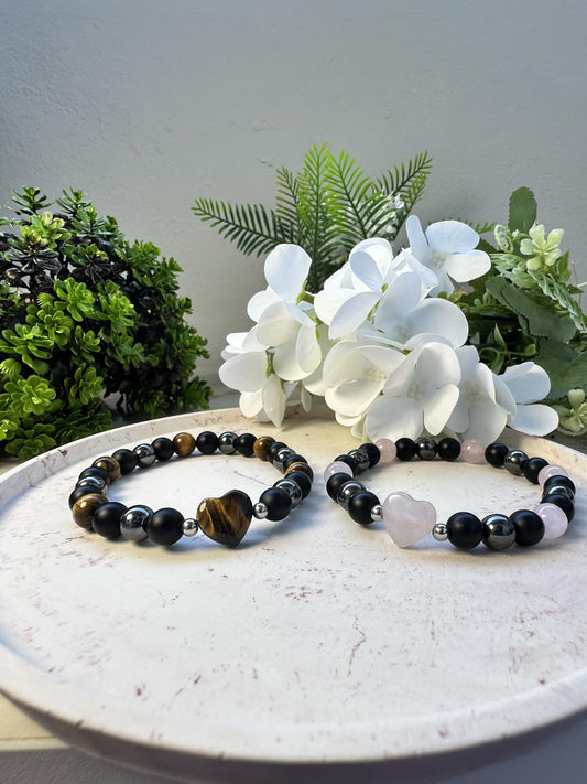 TUBIANCA Triple Protection Bracelet – Tiger Eye, Hematite & Black Onyx Crystal for Energy Shield, Confidence, Grounding & Spiritual Balance – Handmade Unisex Healing Jewelry